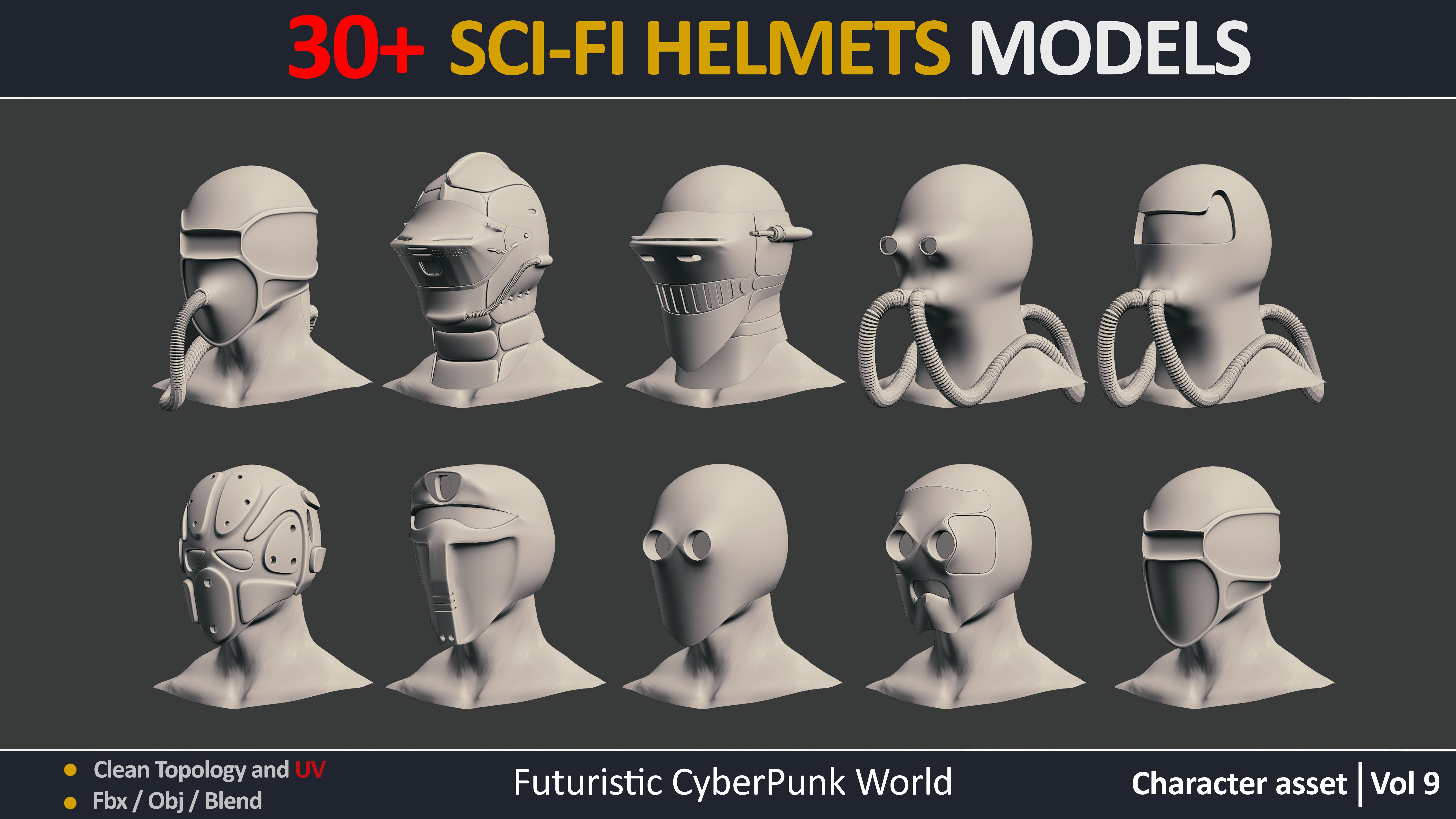 30 SCI-FI HELMET MODELS VOL9 Low-poly 3D model_2