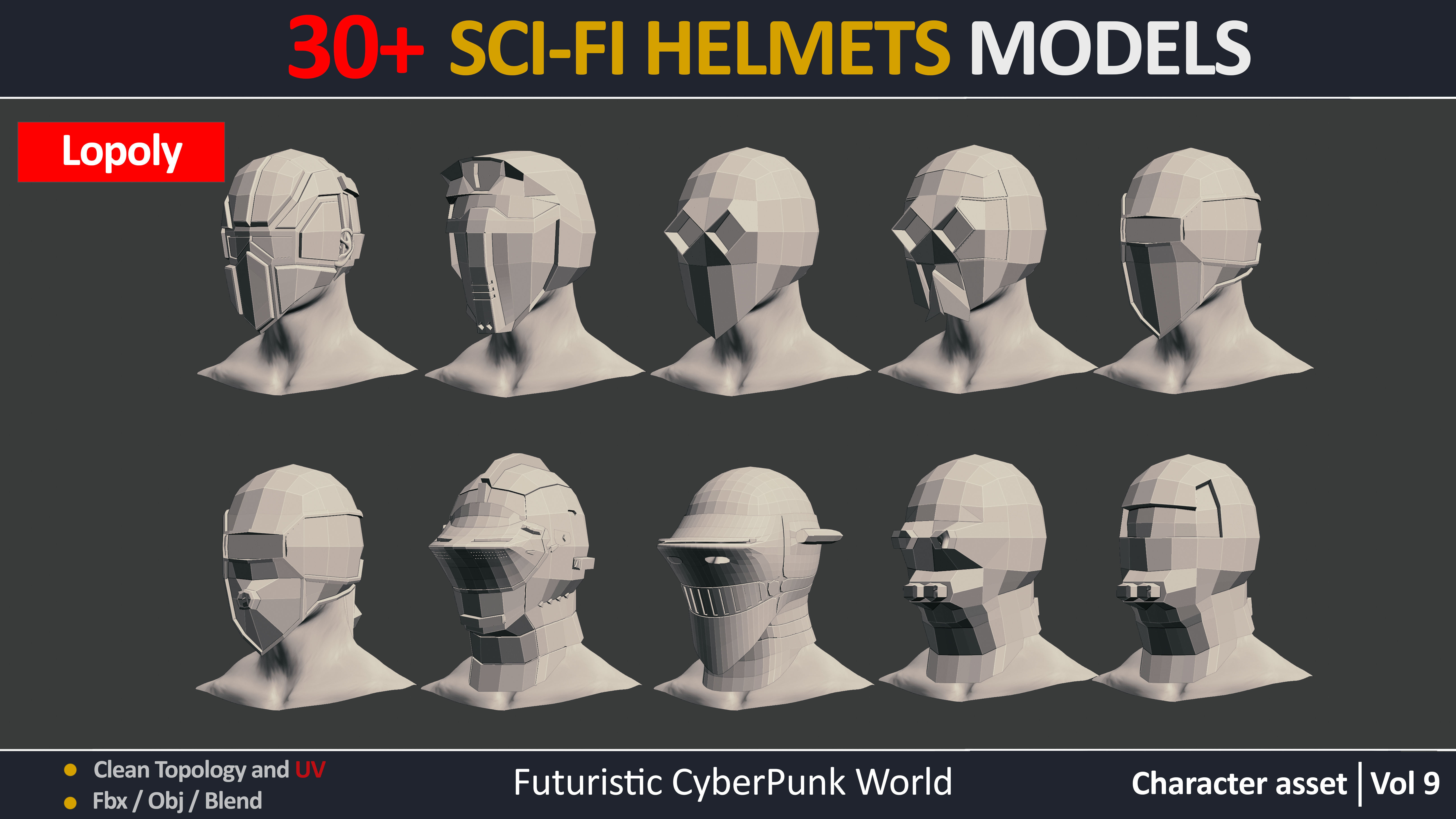 30 SCI-FI HELMET MODELS VOL9 Low-poly 3D model_5