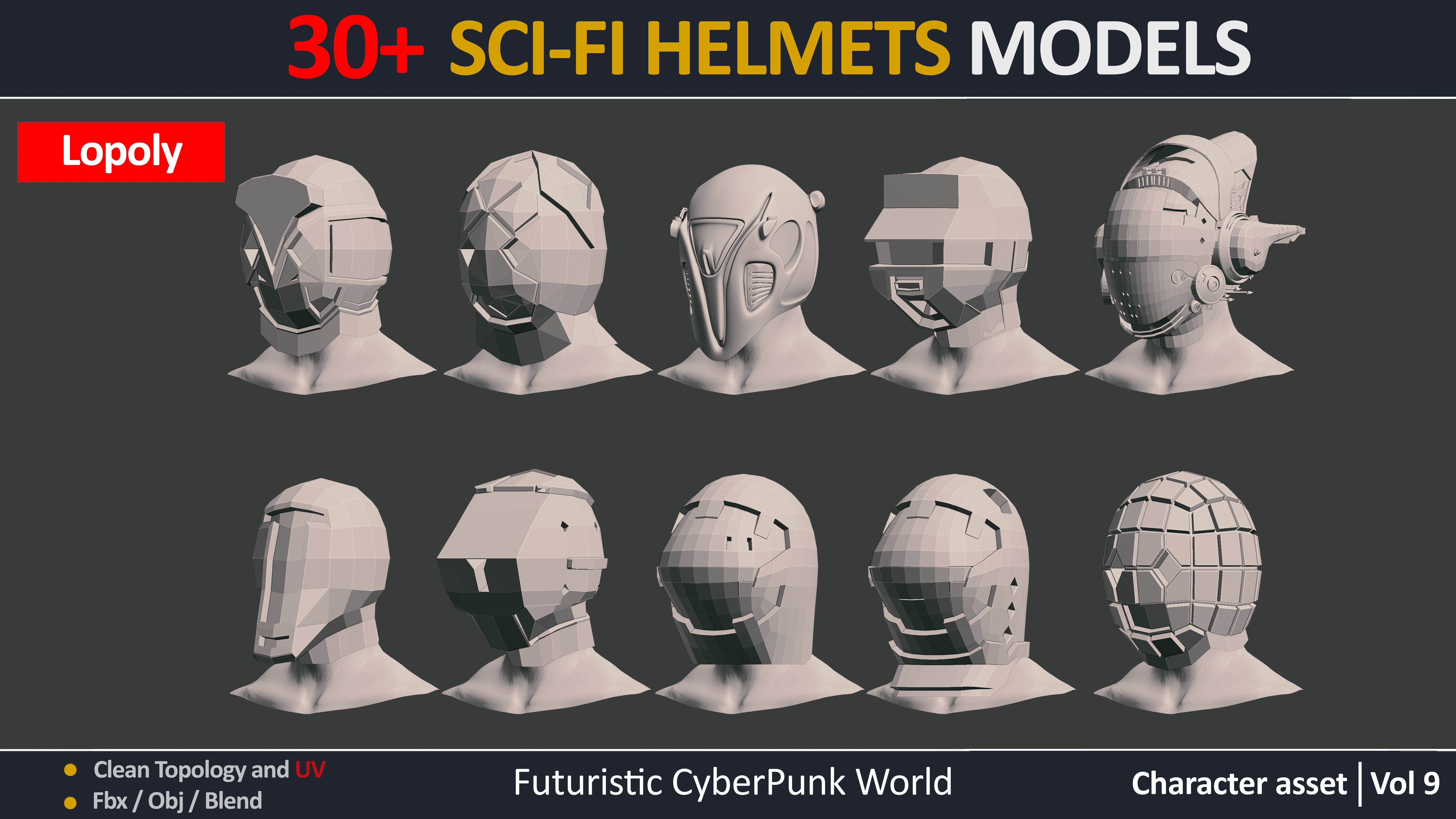 30 SCI-FI HELMET MODELS VOL9 Low-poly 3D model_7