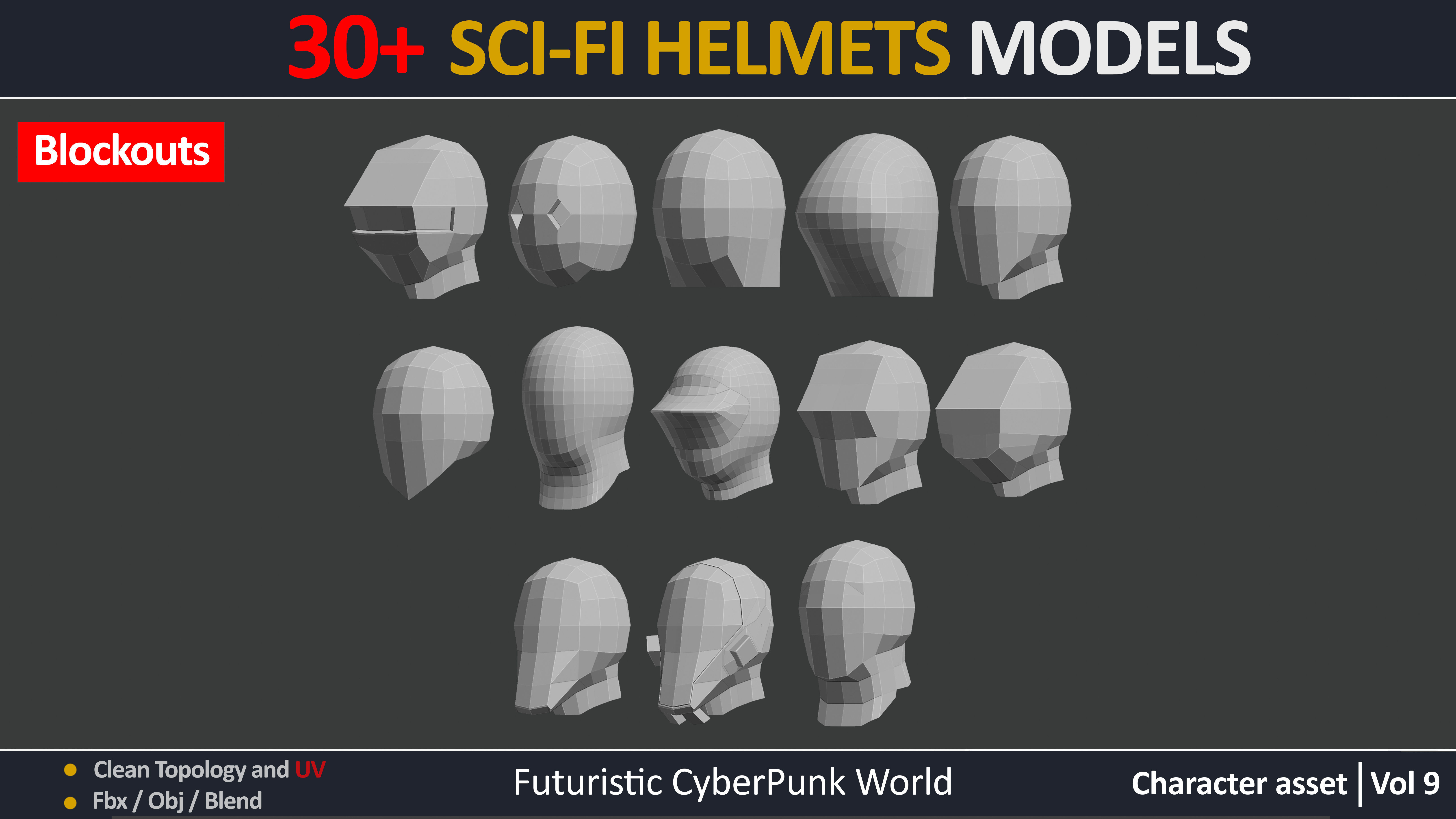 30 SCI-FI HELMET MODELS VOL9 Low-poly 3D model_4