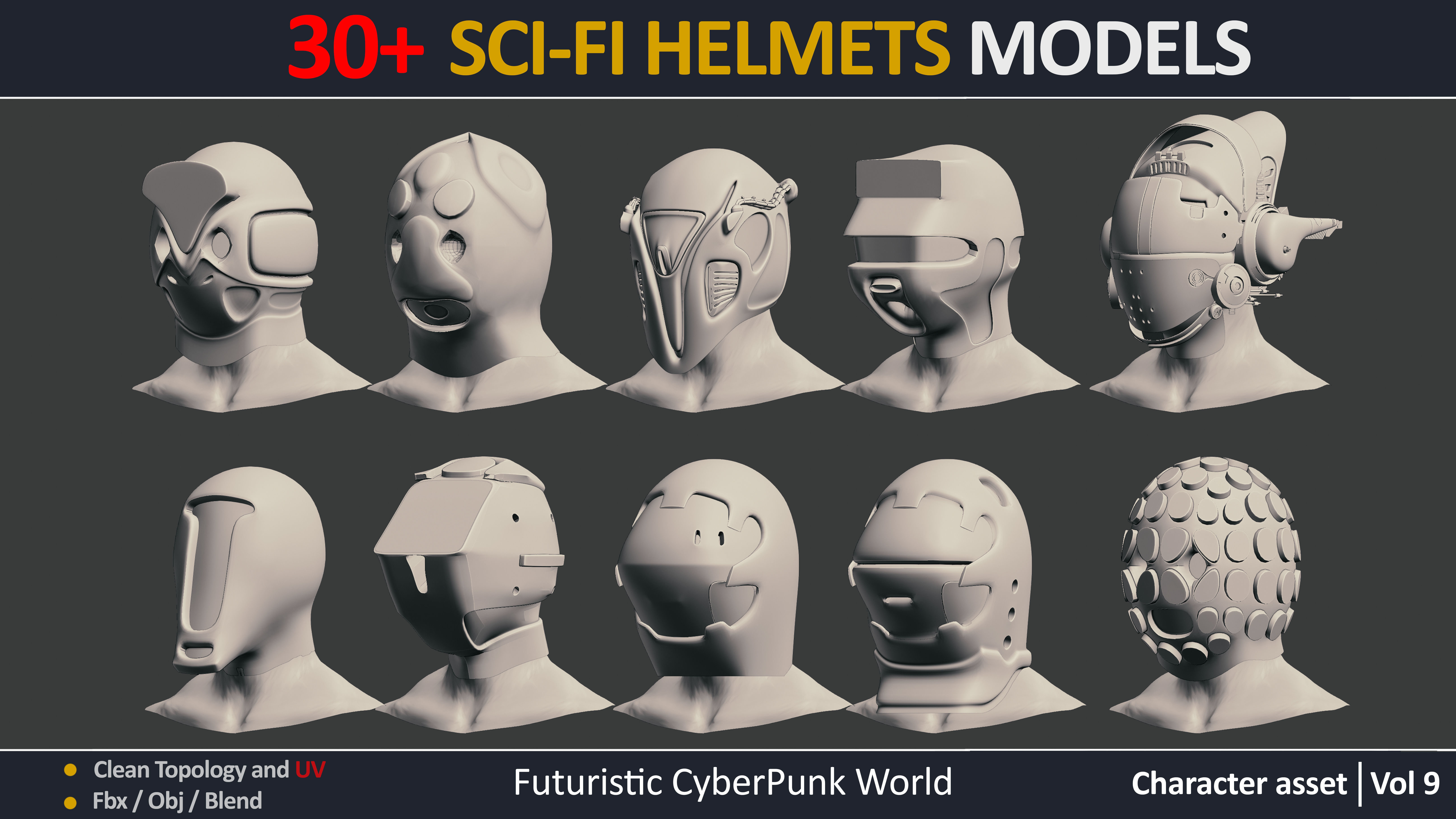 30 SCI-FI HELMET MODELS VOL9 Low-poly 3D model_1