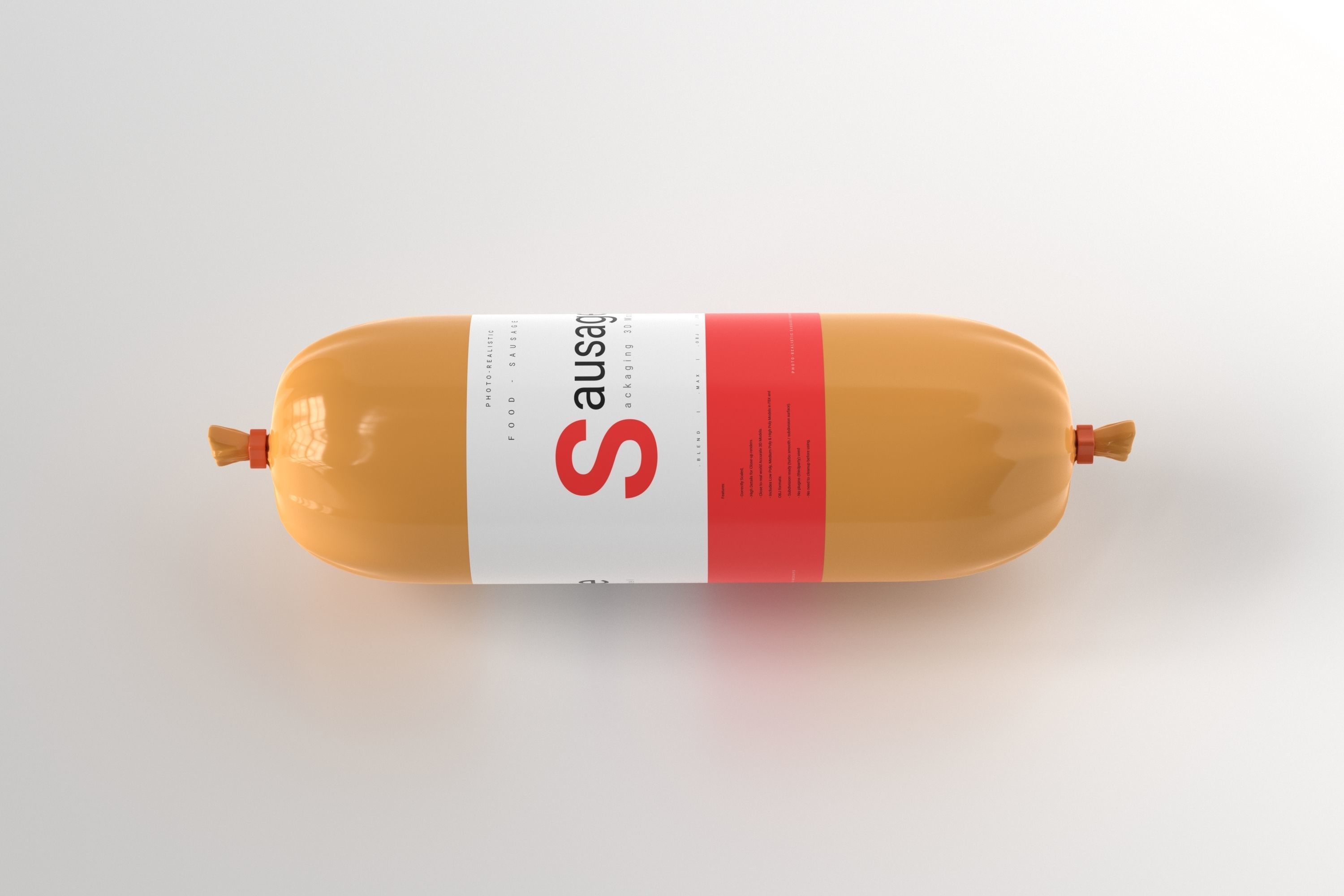 Sausage package Low-poly 3D model_2
