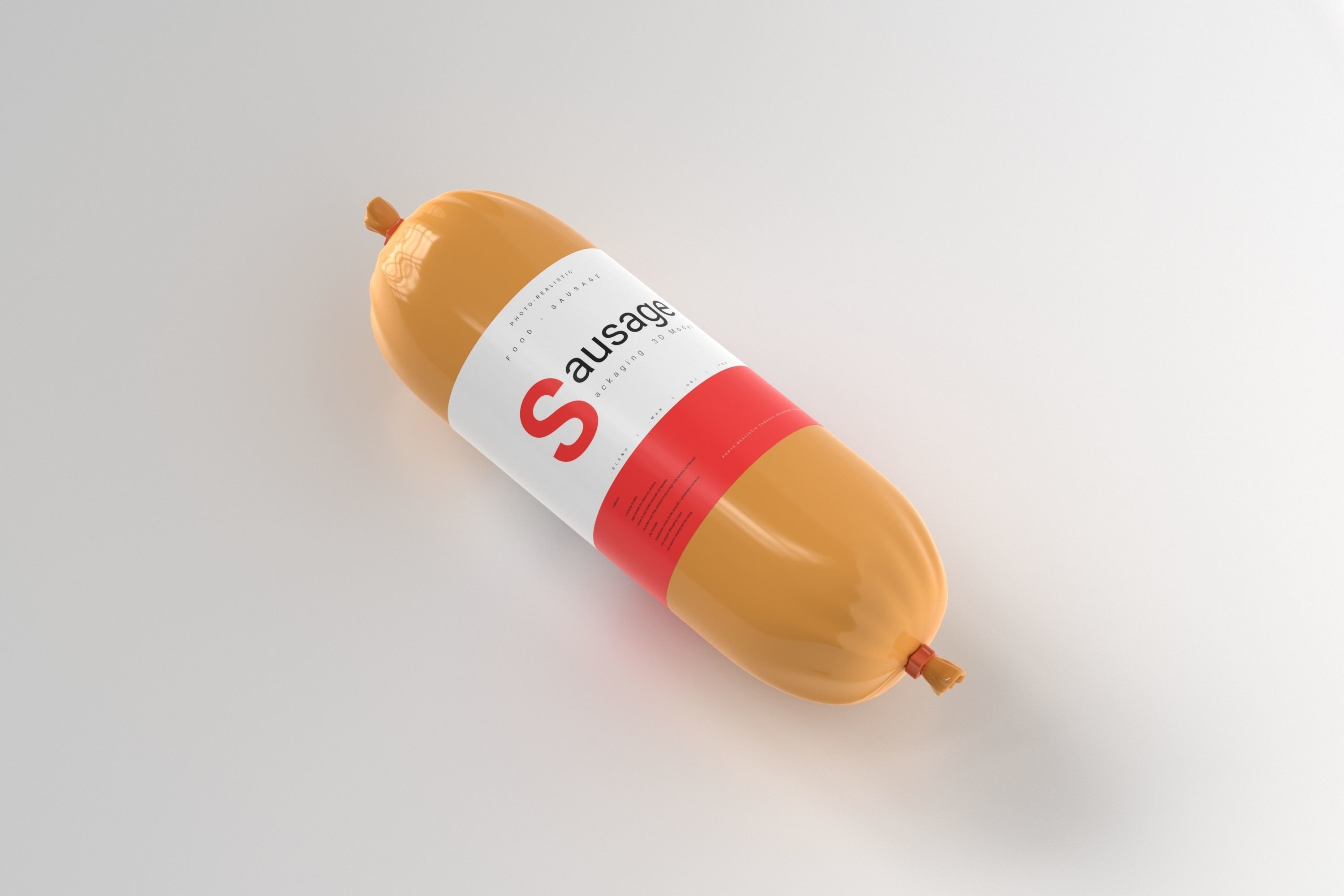 Sausage package Low-poly 3D model_1