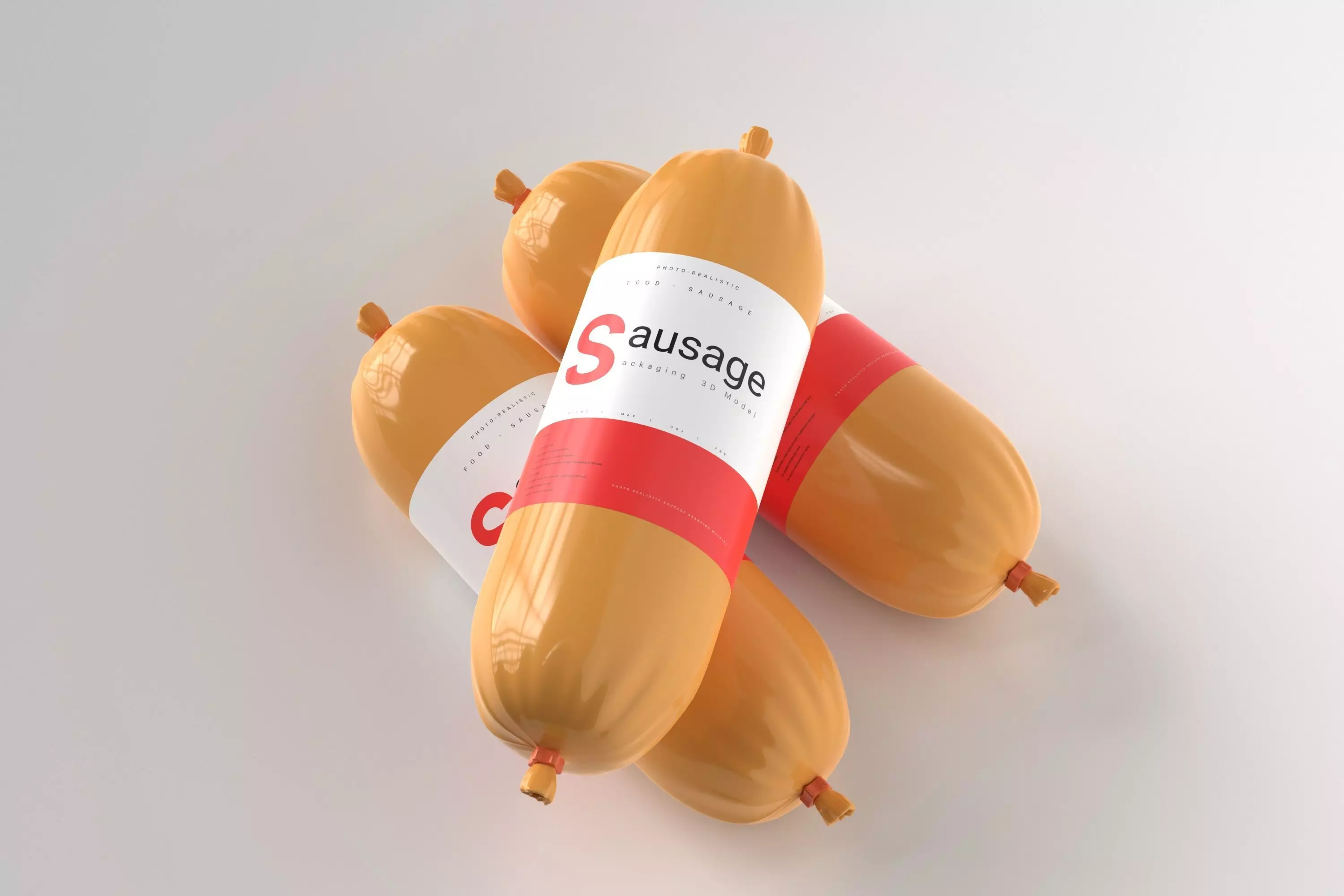 Sausage package Low-poly 3D model_0