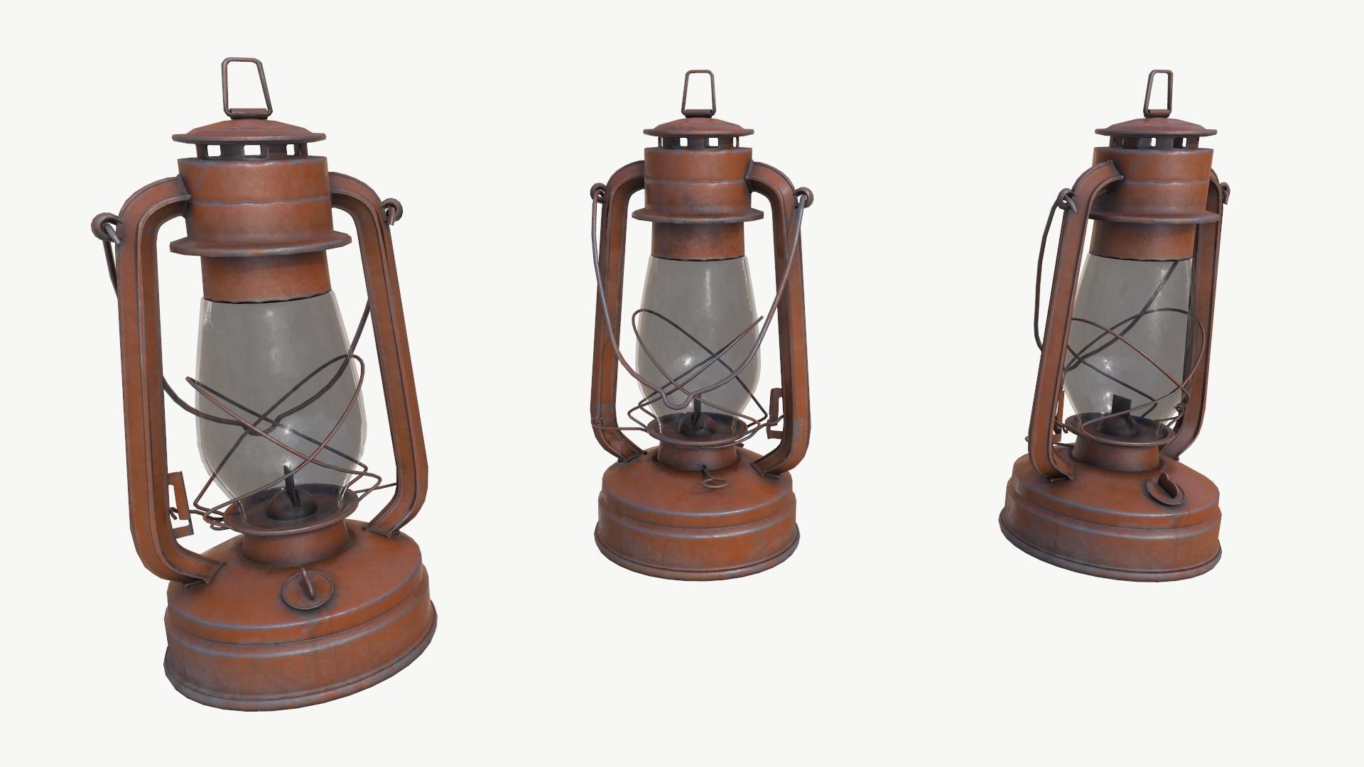 vintage oil lamp light pack da1 Low-poly 3D model_1