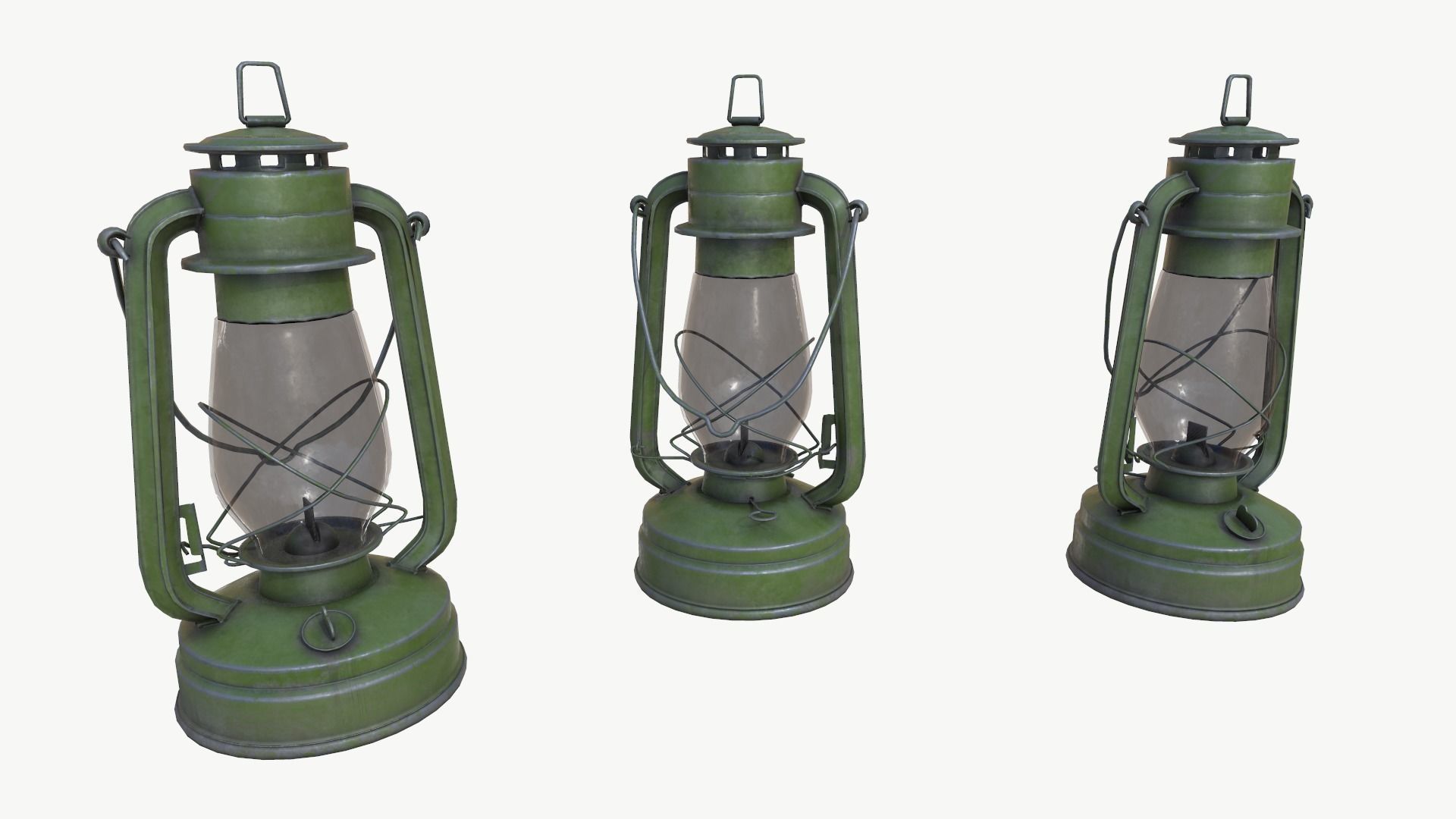 vintage oil lamp light pack da1 Low-poly 3D model_3