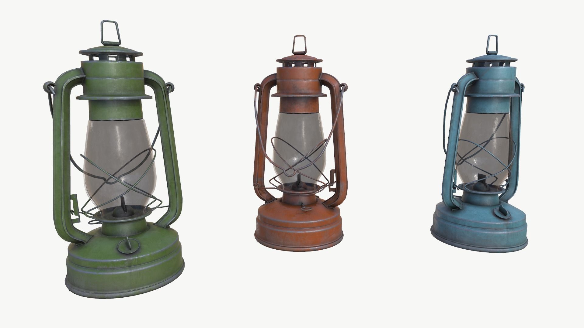 vintage oil lamp light pack da1 Low-poly 3D model_5
