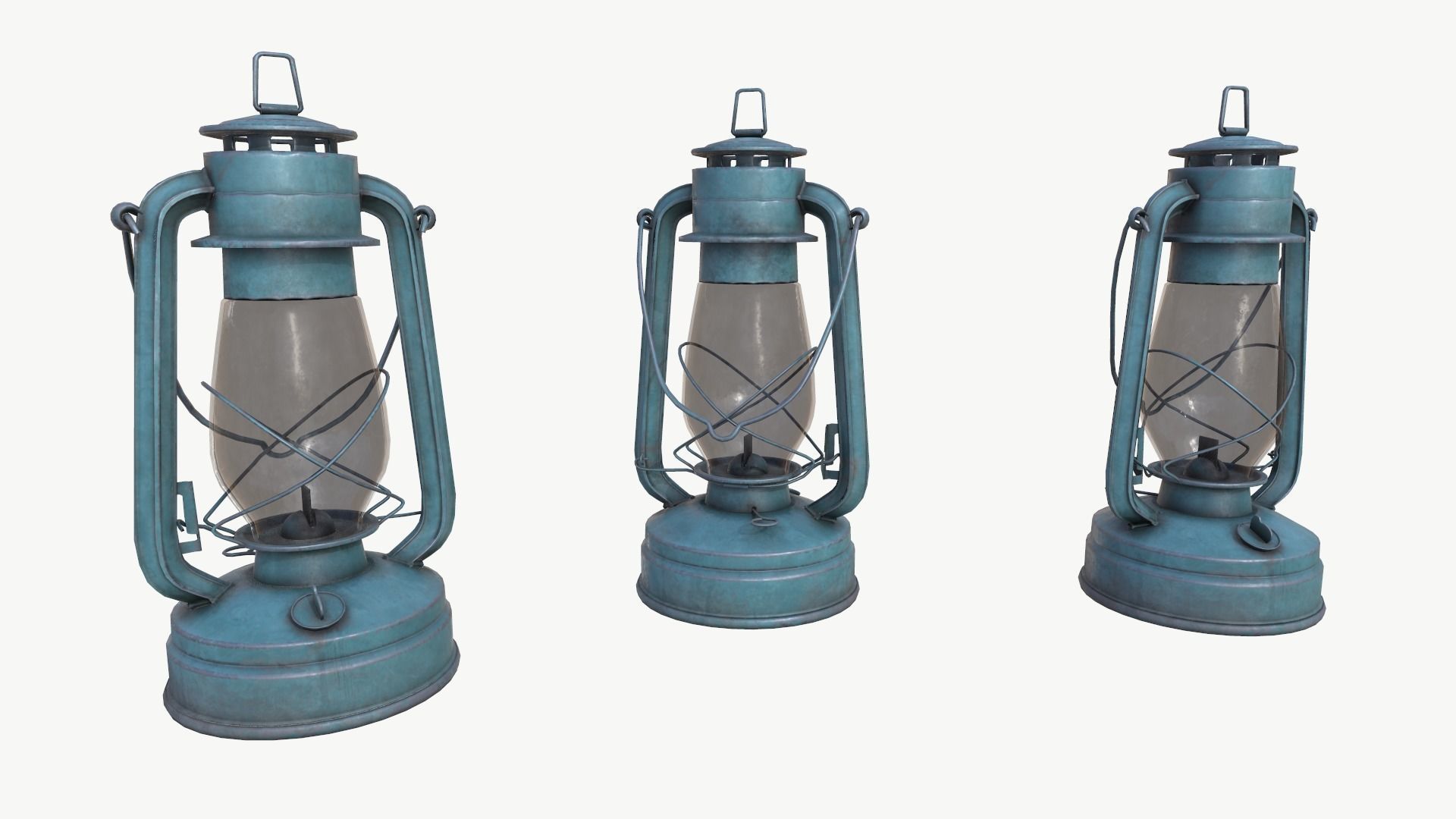 vintage oil lamp light pack da1 Low-poly 3D model_2