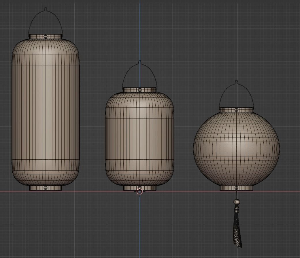Japanese Lantern Low-poly 3D model_3