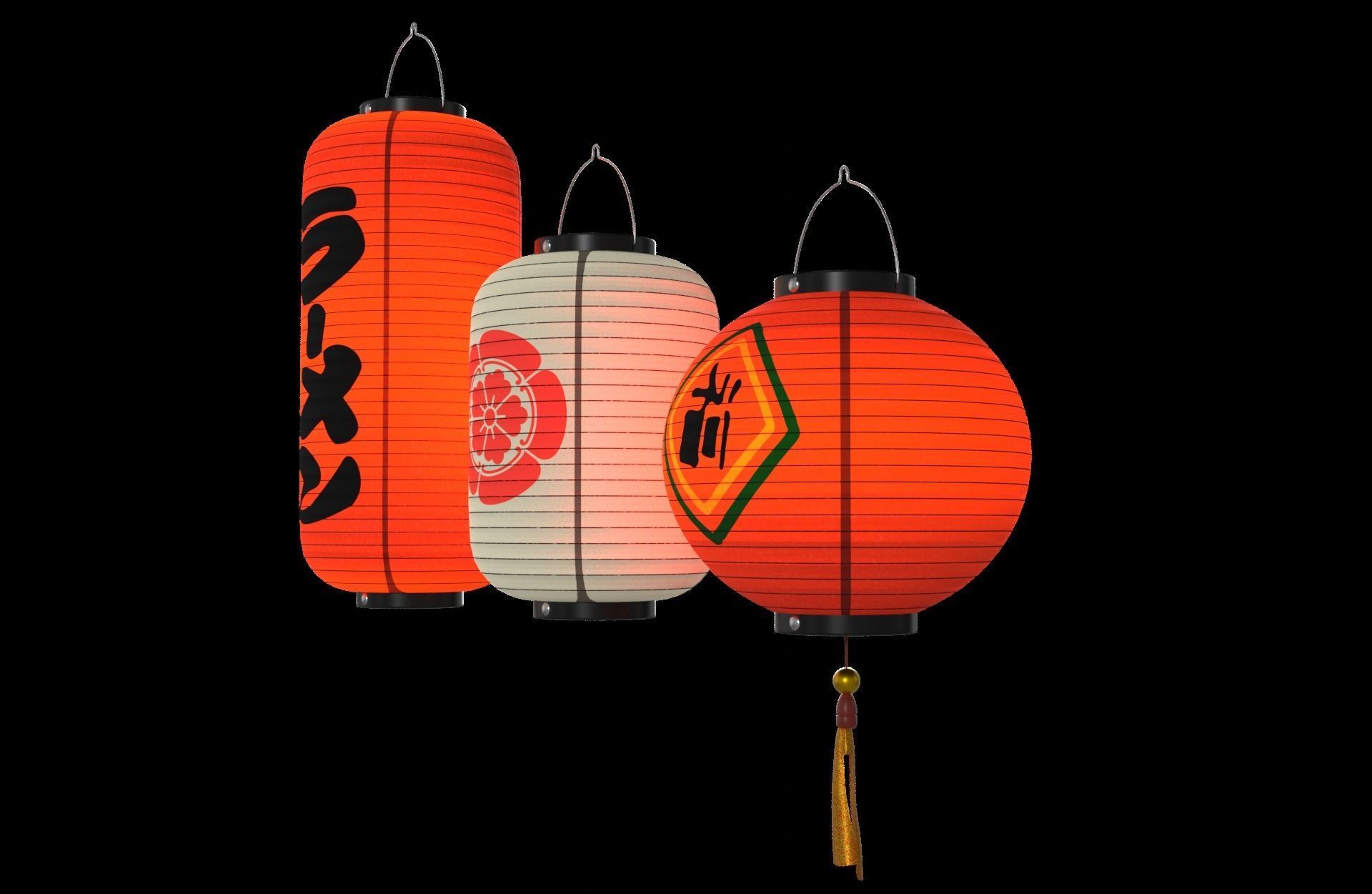 Japanese Lantern Low-poly 3D model_1