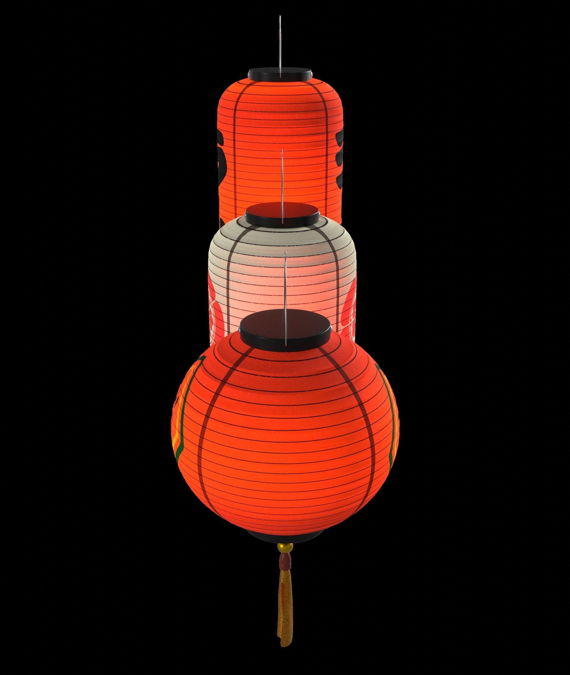 Japanese Lantern Low-poly 3D model_2