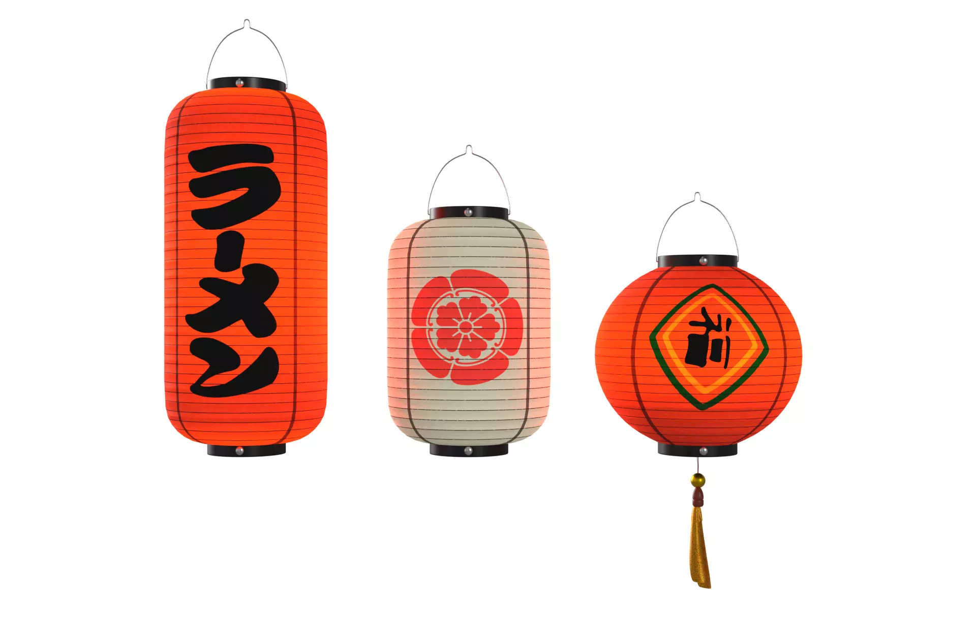 Japanese Lantern Low-poly 3D model_0