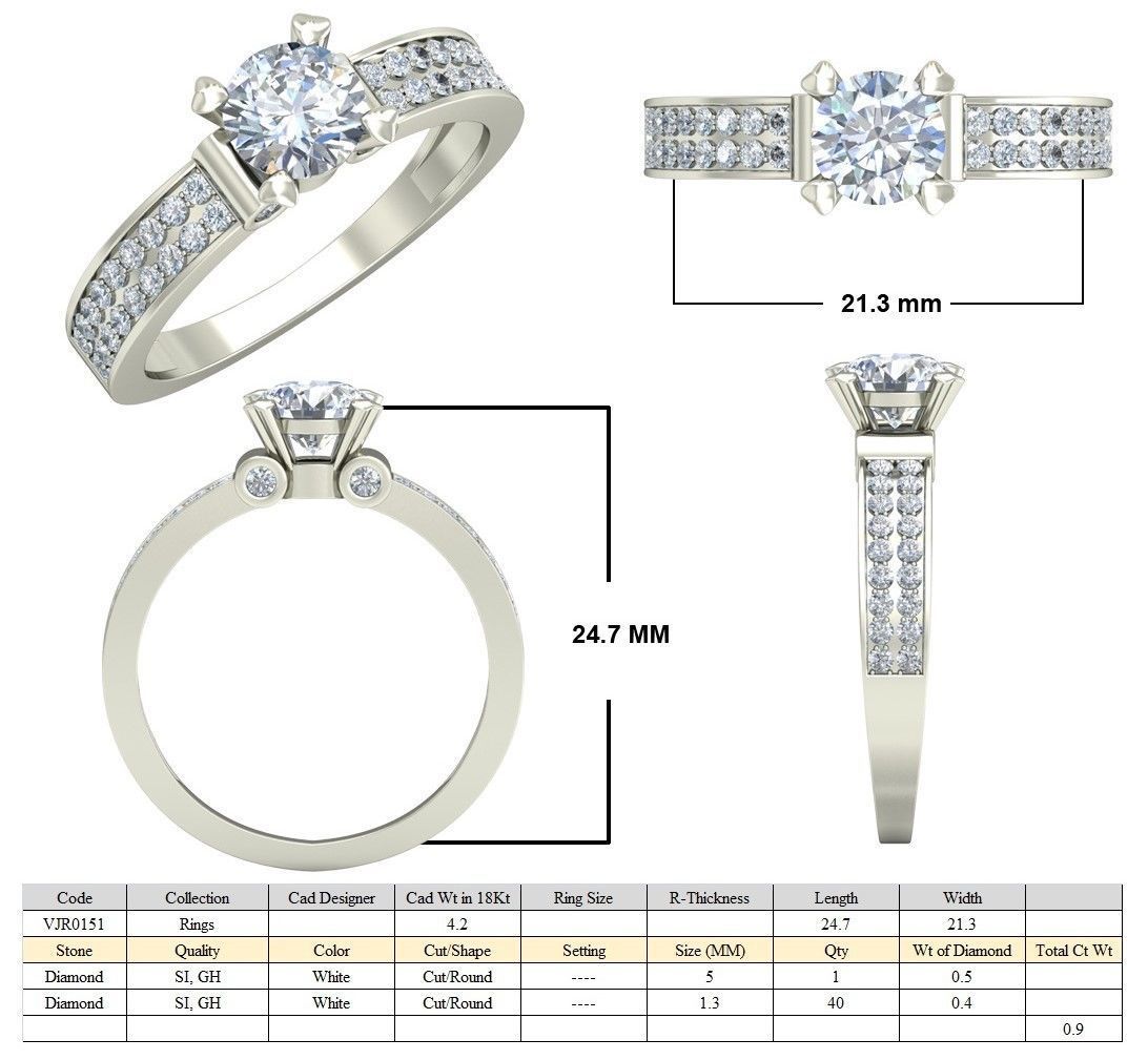 Solitaire Wedding Engagement Bridal Ring 3D print model_5