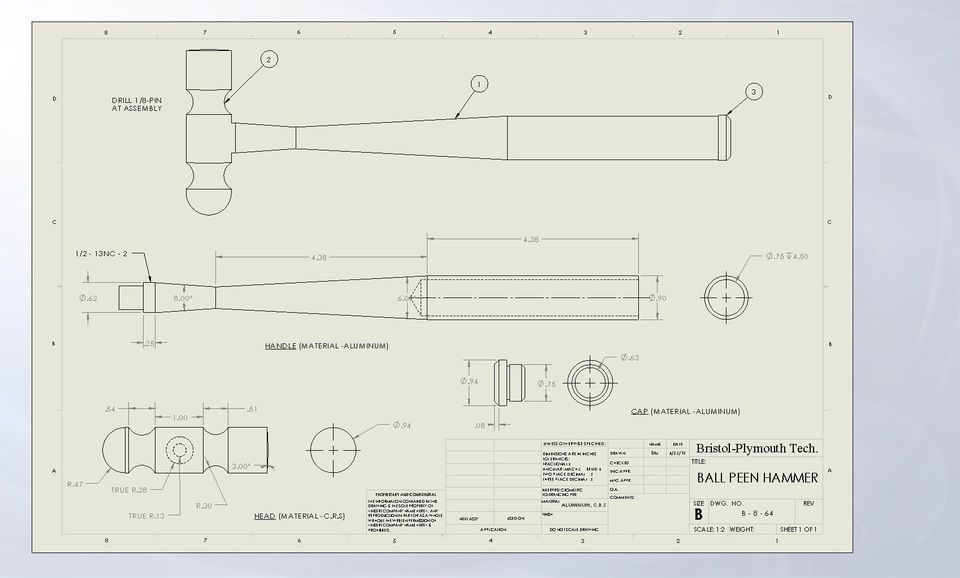 Ball Peen Hammer Free 3D model_1