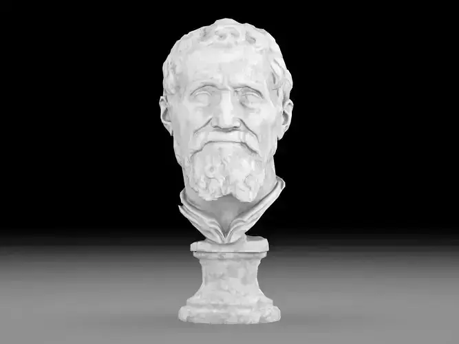 Michelangelo Buonarroti head sculpture Low-poly 3D model