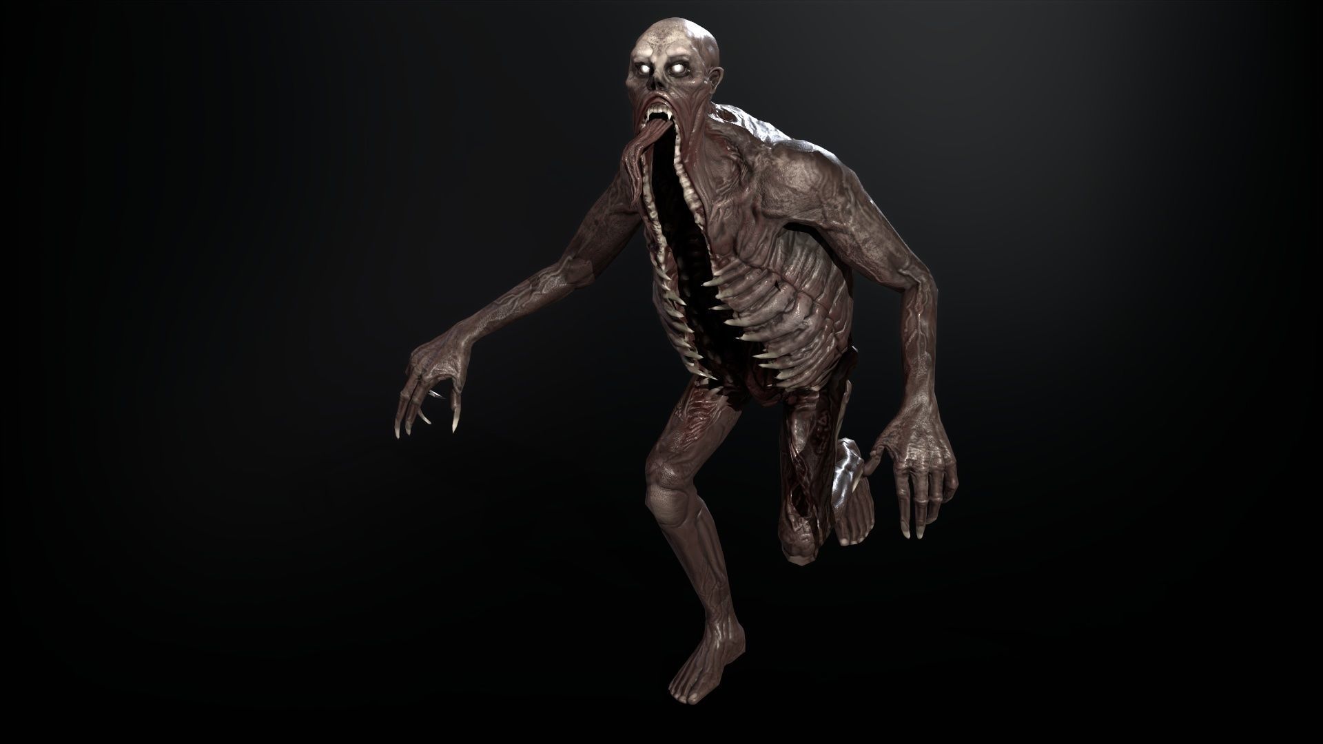 Necromutant3 zombie running Low-poly 3D model_16
