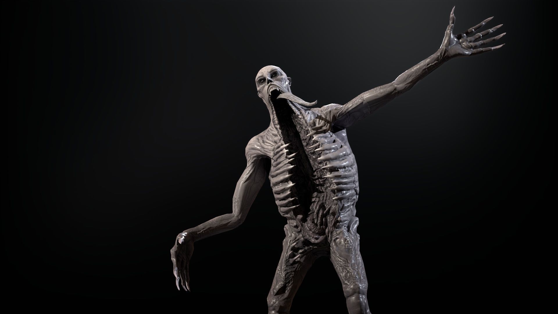 Necromutant3 zombie running Low-poly 3D model_18