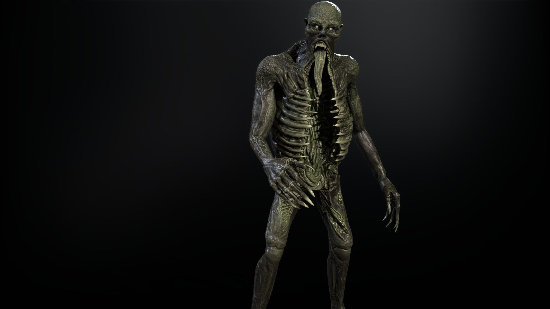 Necromutant3 zombie running Low-poly 3D model_32