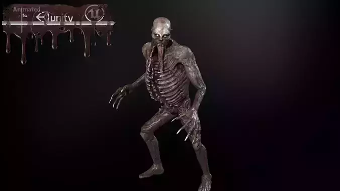 Necromutant3 zombie running Low-poly 3D model Necromutant3 zombie running Low-poly 3D model