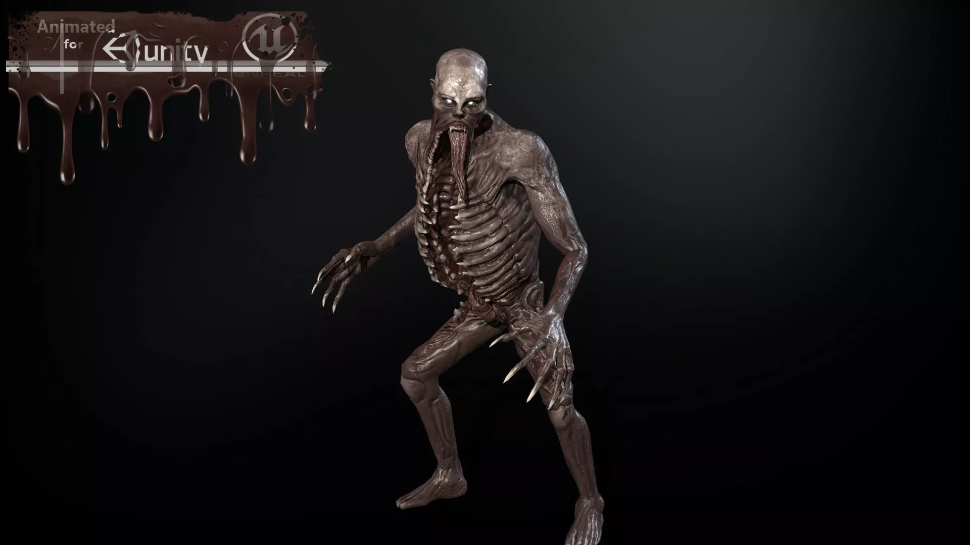 Necromutant3 zombie running Low-poly 3D model_0