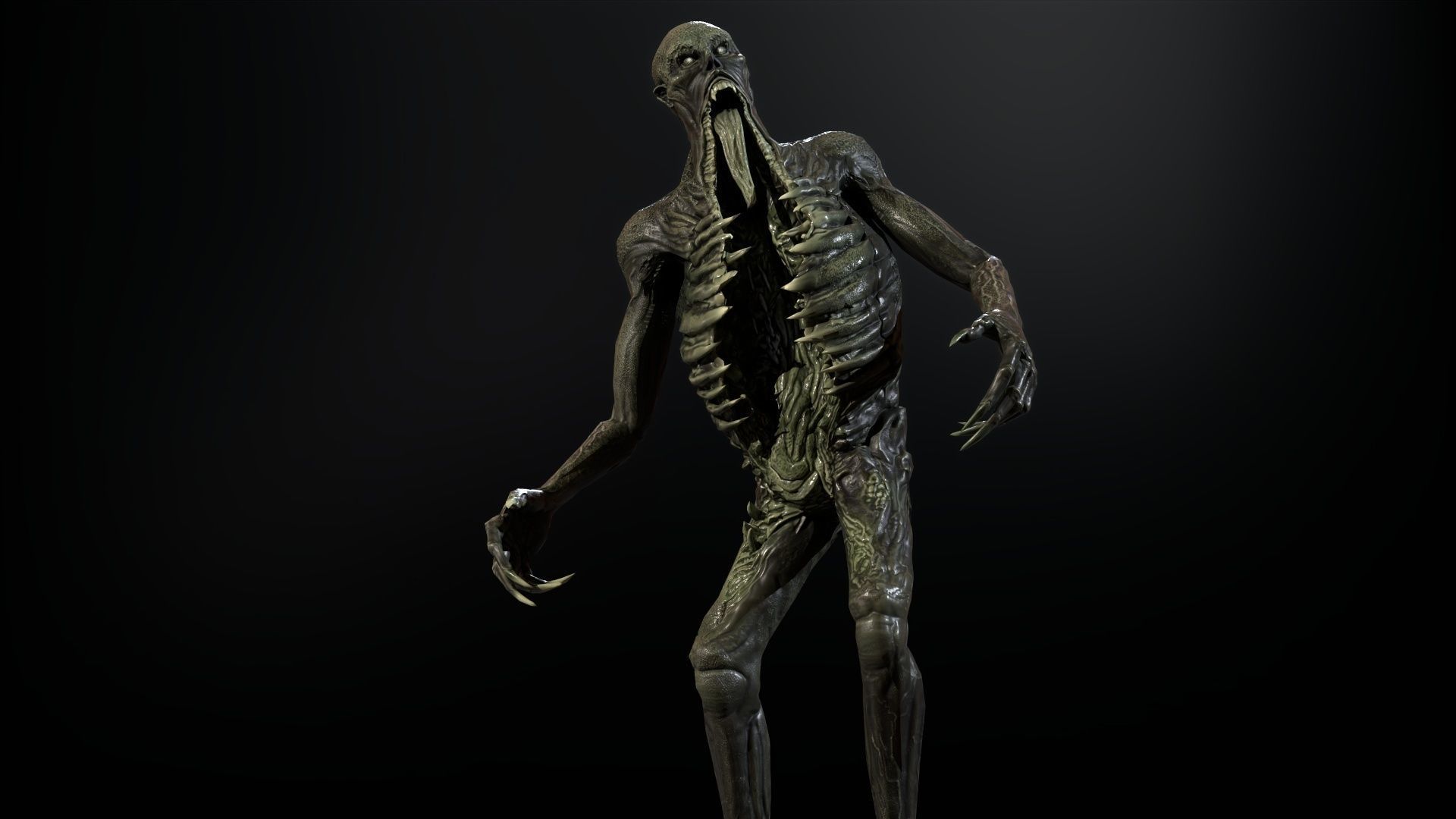 Necromutant3 zombie running Low-poly 3D model_19