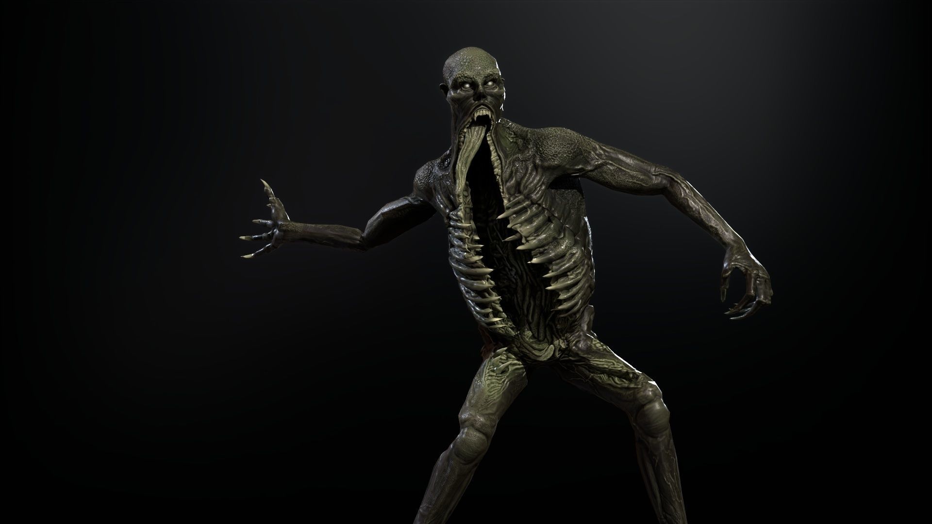 Necromutant3 zombie running Low-poly 3D model_13