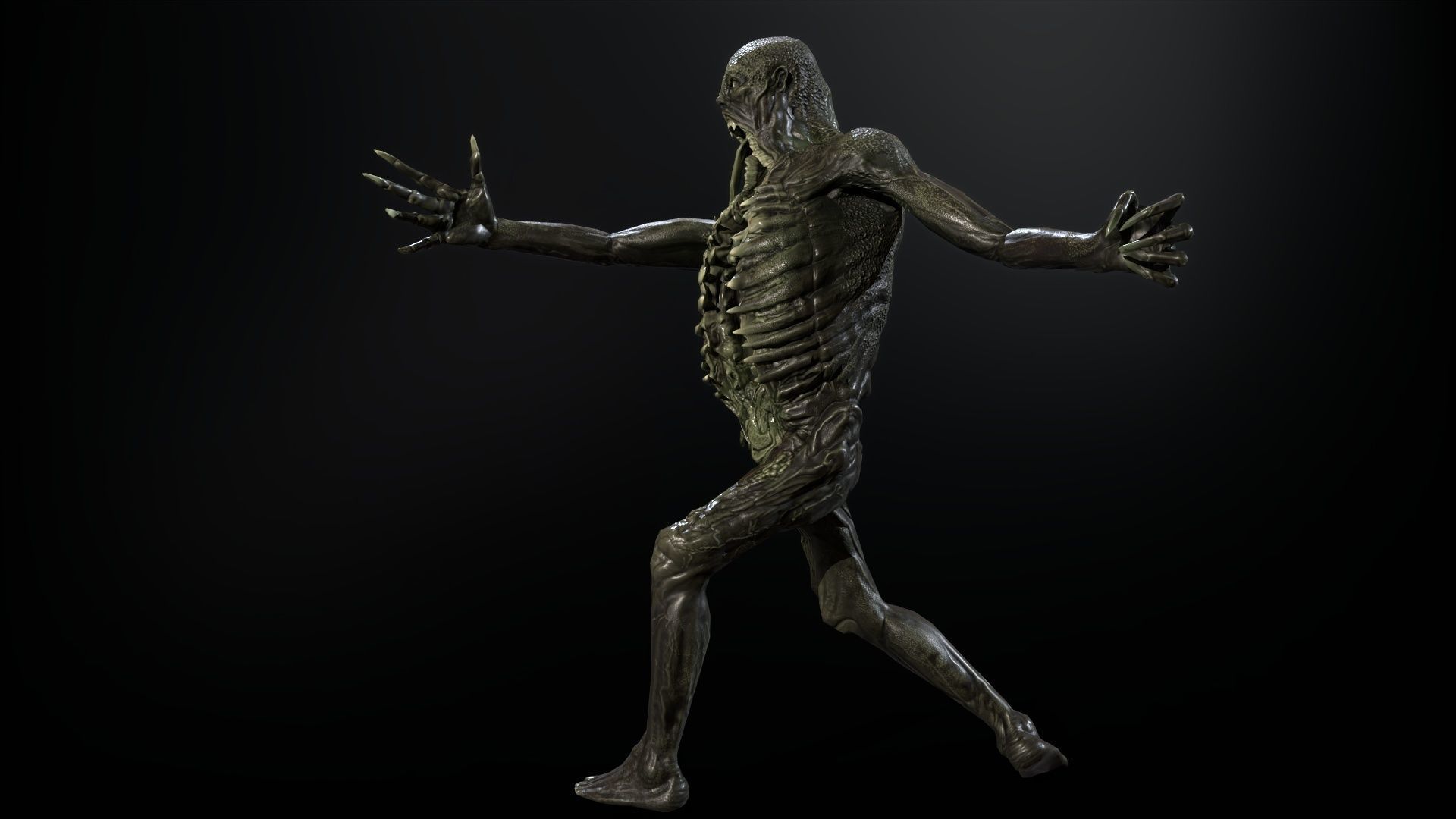 Necromutant3 zombie running Low-poly 3D model_30