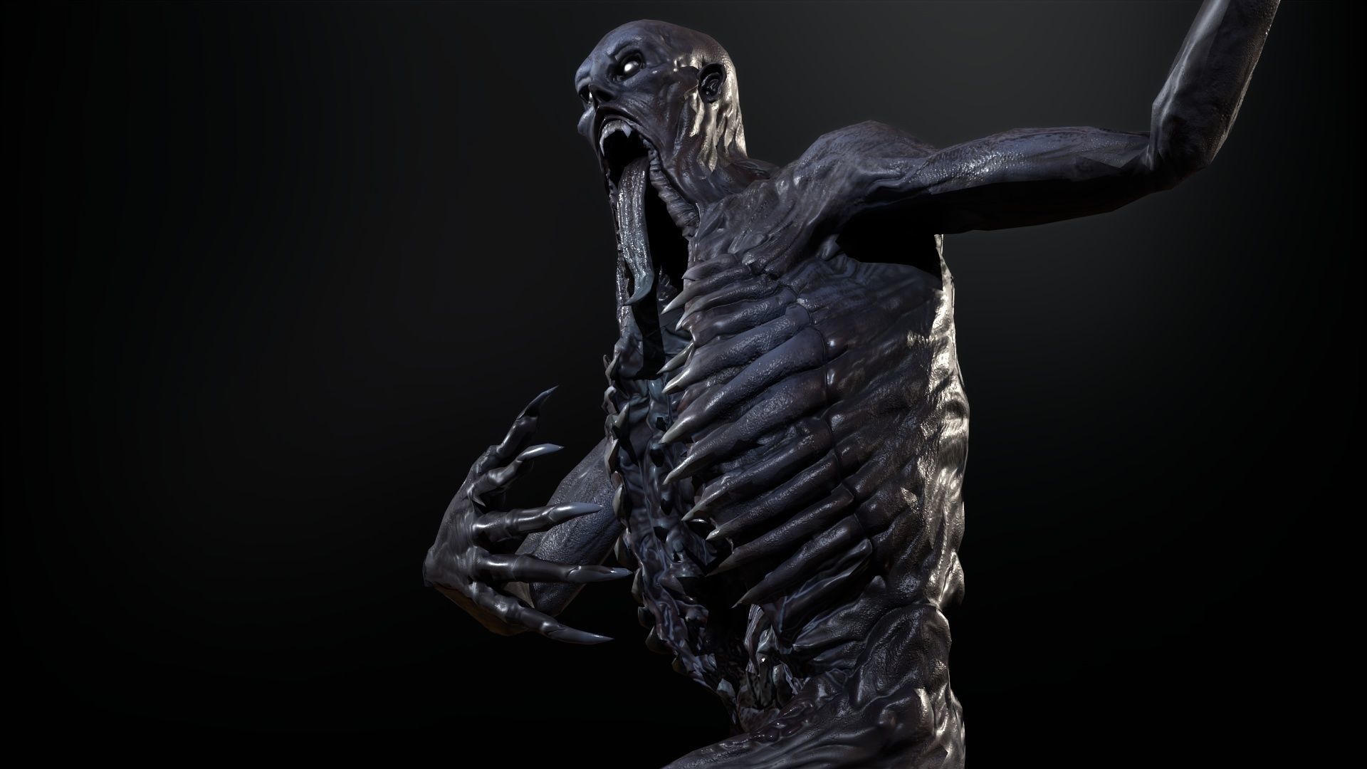 Necromutant3 zombie running Low-poly 3D model_29