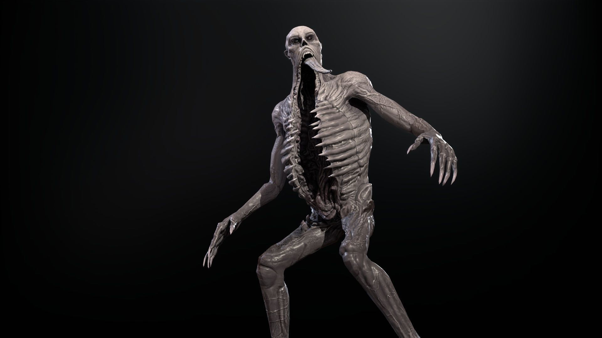 Necromutant3 zombie running Low-poly 3D model_12