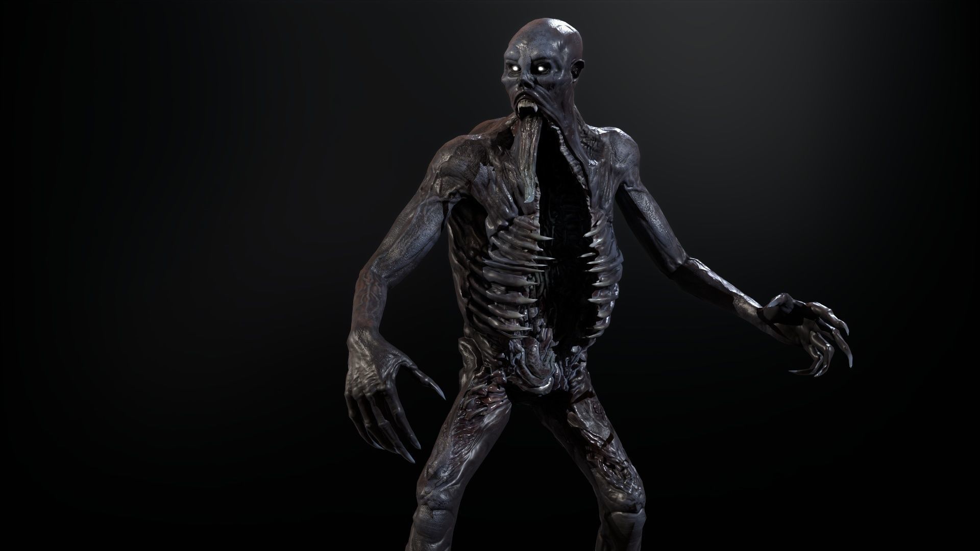 Necromutant3 zombie running Low-poly 3D model_10