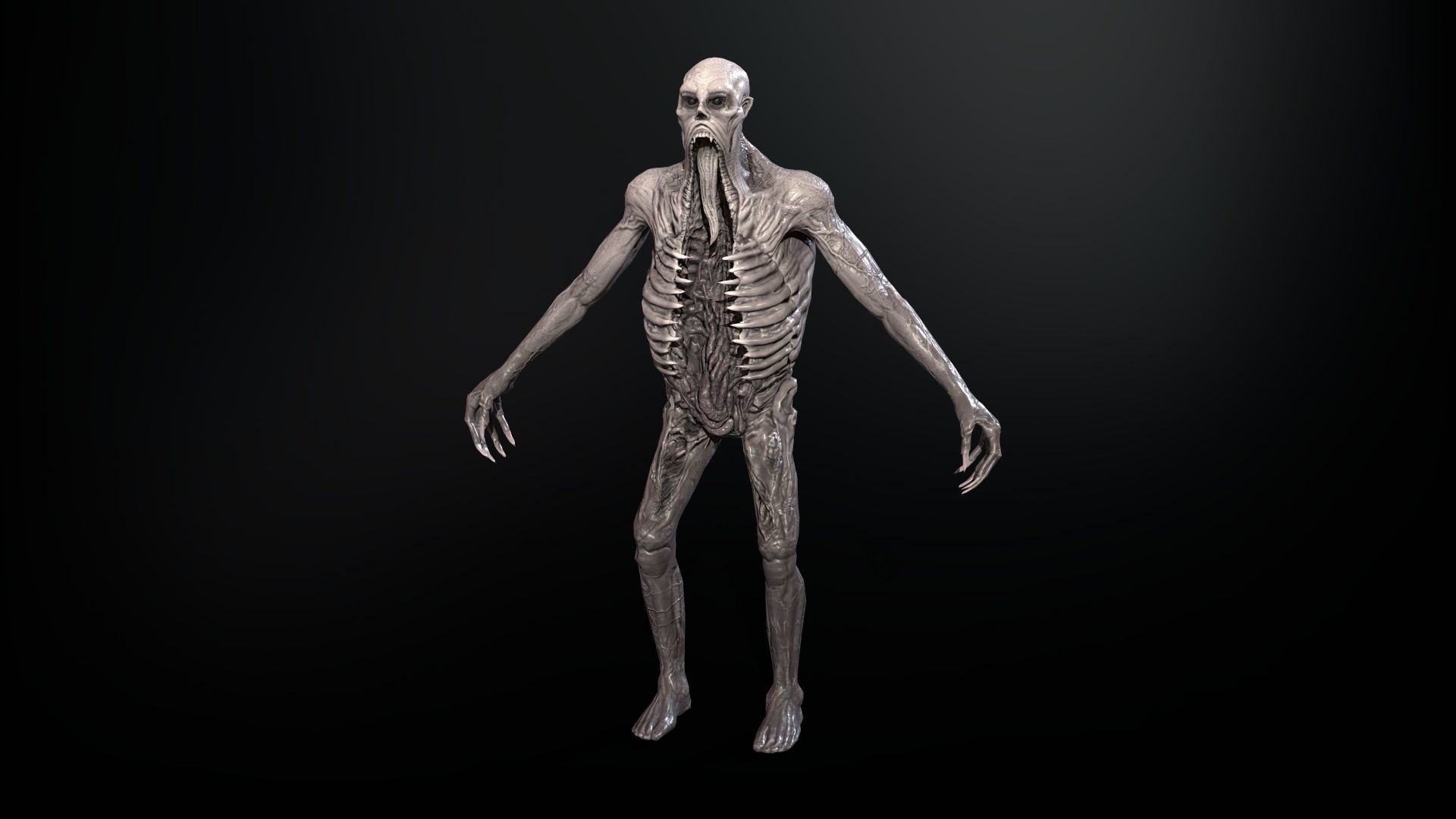 Necromutant3 zombie running Low-poly 3D model_4