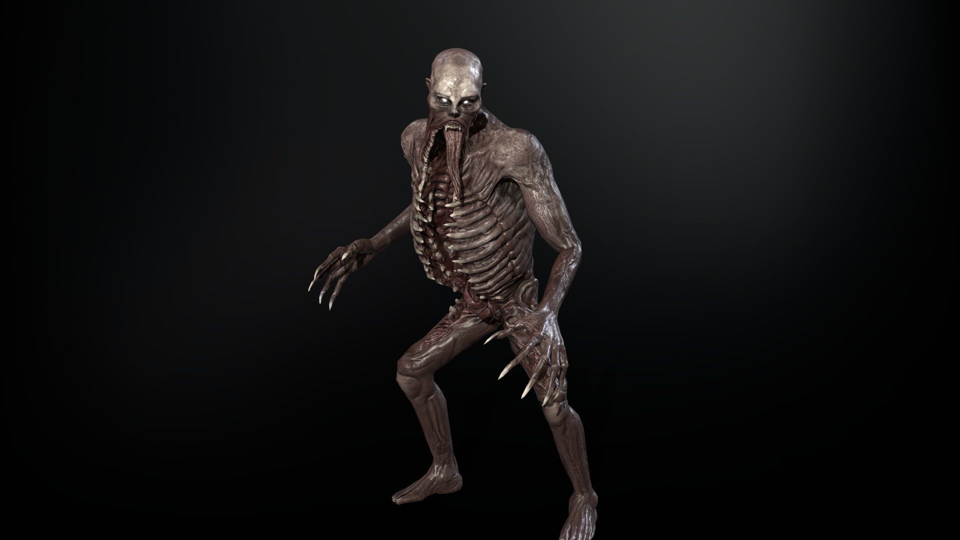 Necromutant3 zombie running Low-poly 3D model_3