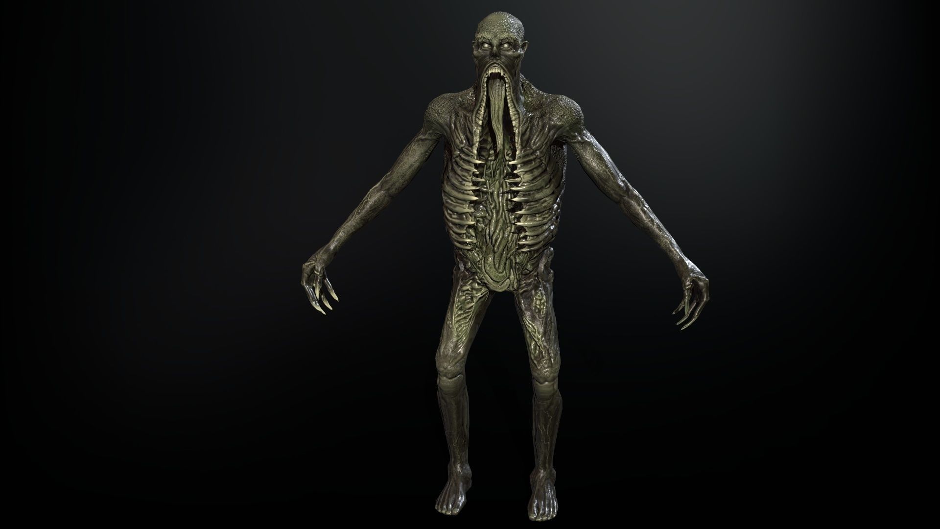 Necromutant3 zombie running Low-poly 3D model_24