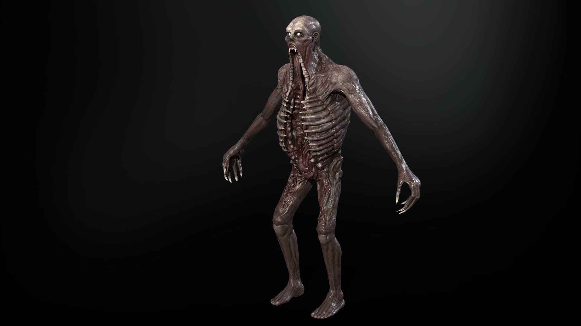 Necromutant3 zombie running Low-poly 3D model_9