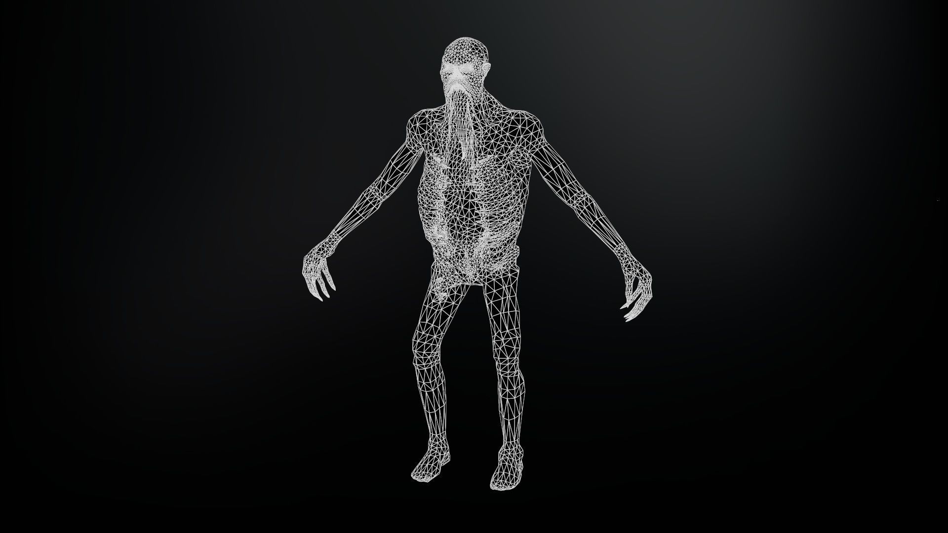 Necromutant3 zombie running Low-poly 3D model_5