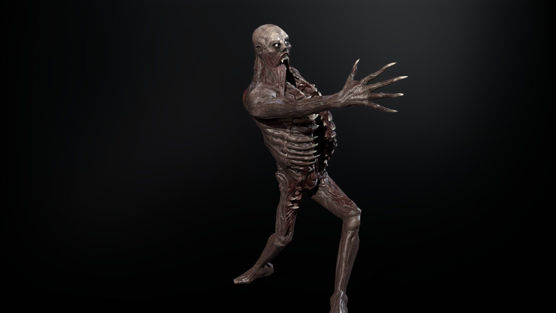 Necromutant3 zombie running Low-poly 3D model_15