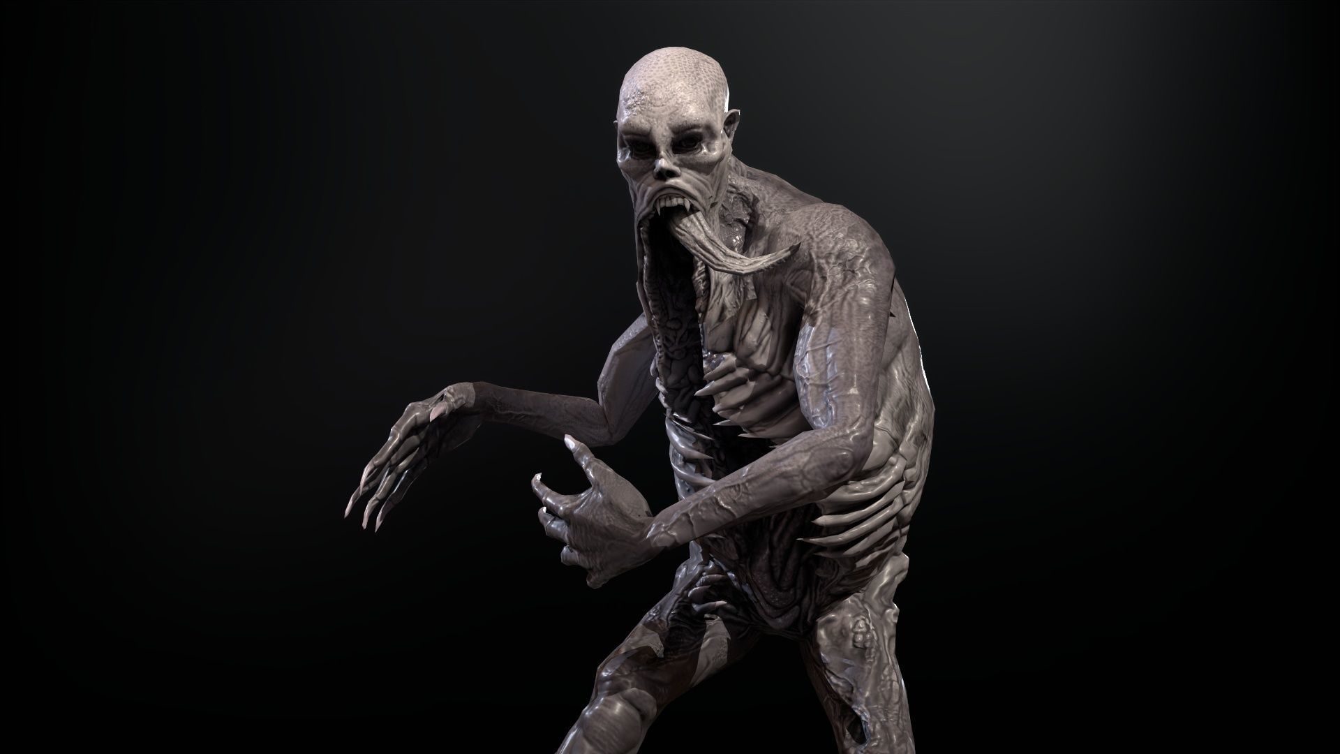 Necromutant3 zombie running Low-poly 3D model_23