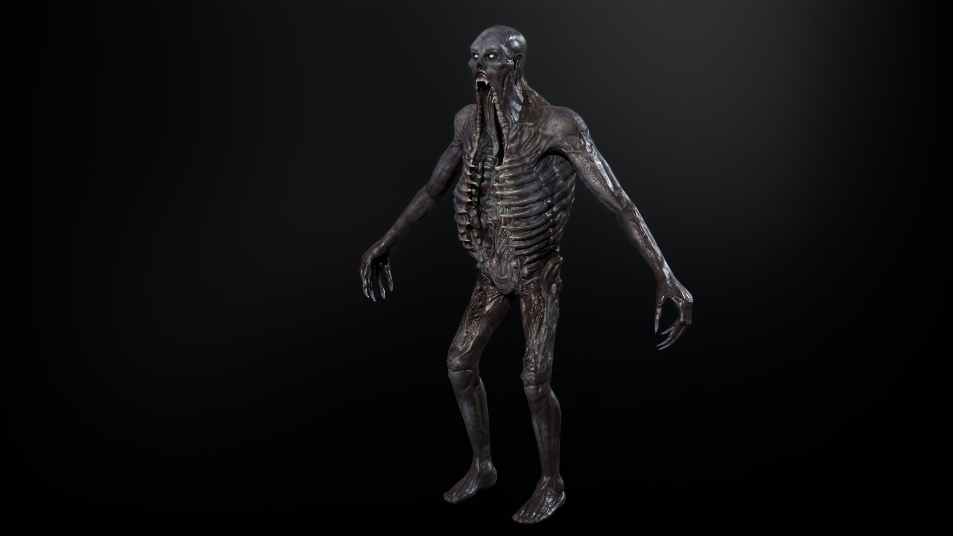 Necromutant3 zombie running Low-poly 3D model_7