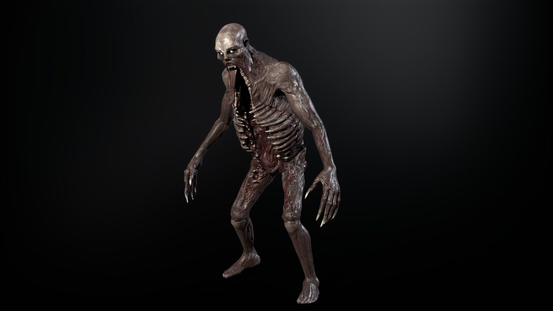 Necromutant3 zombie running Low-poly 3D model_28
