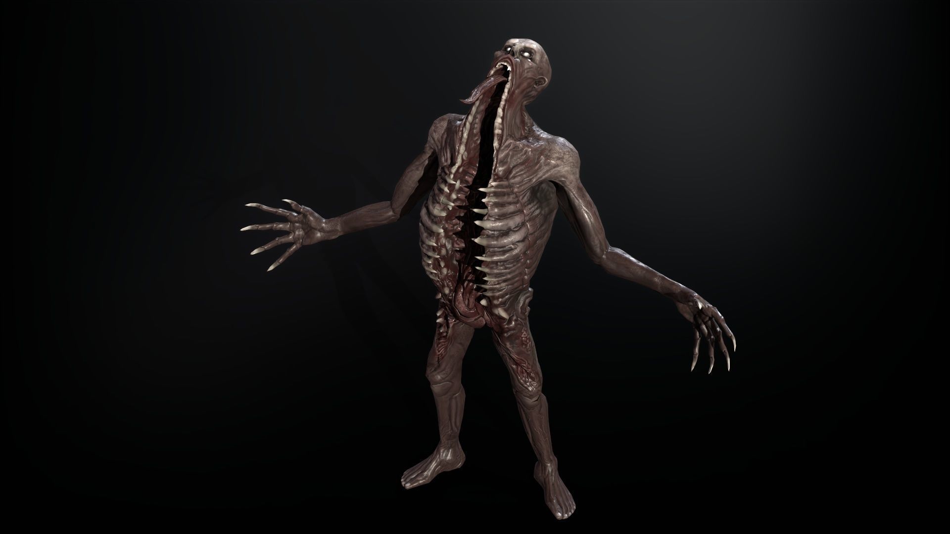 Necromutant3 zombie running Low-poly 3D model_17