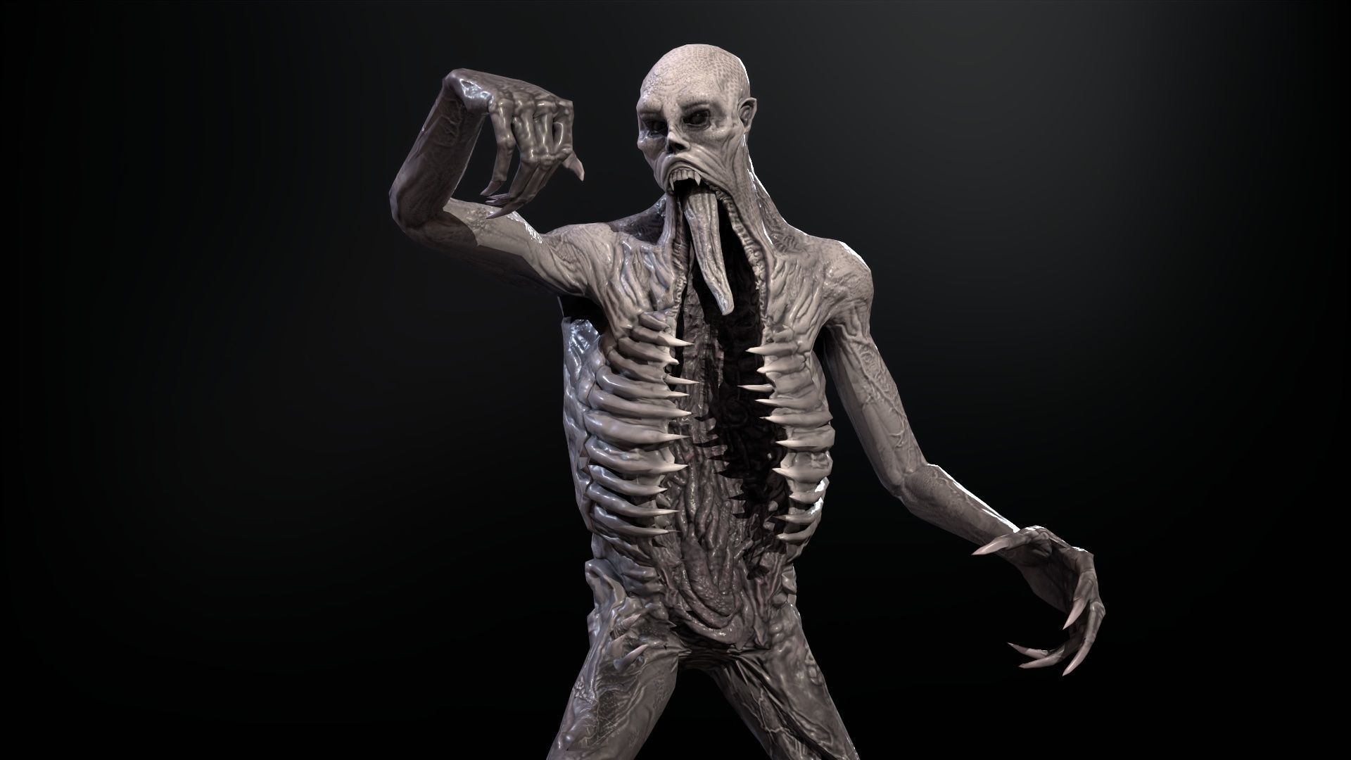 Necromutant3 zombie running Low-poly 3D model_20