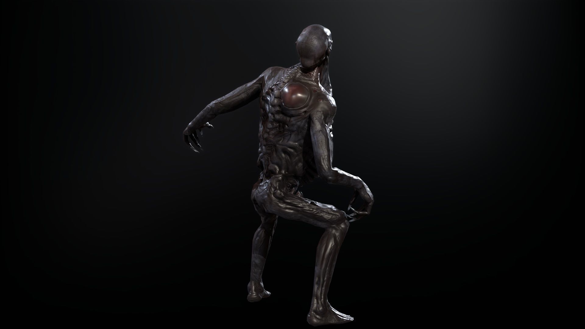 Necromutant3 zombie running Low-poly 3D model_34