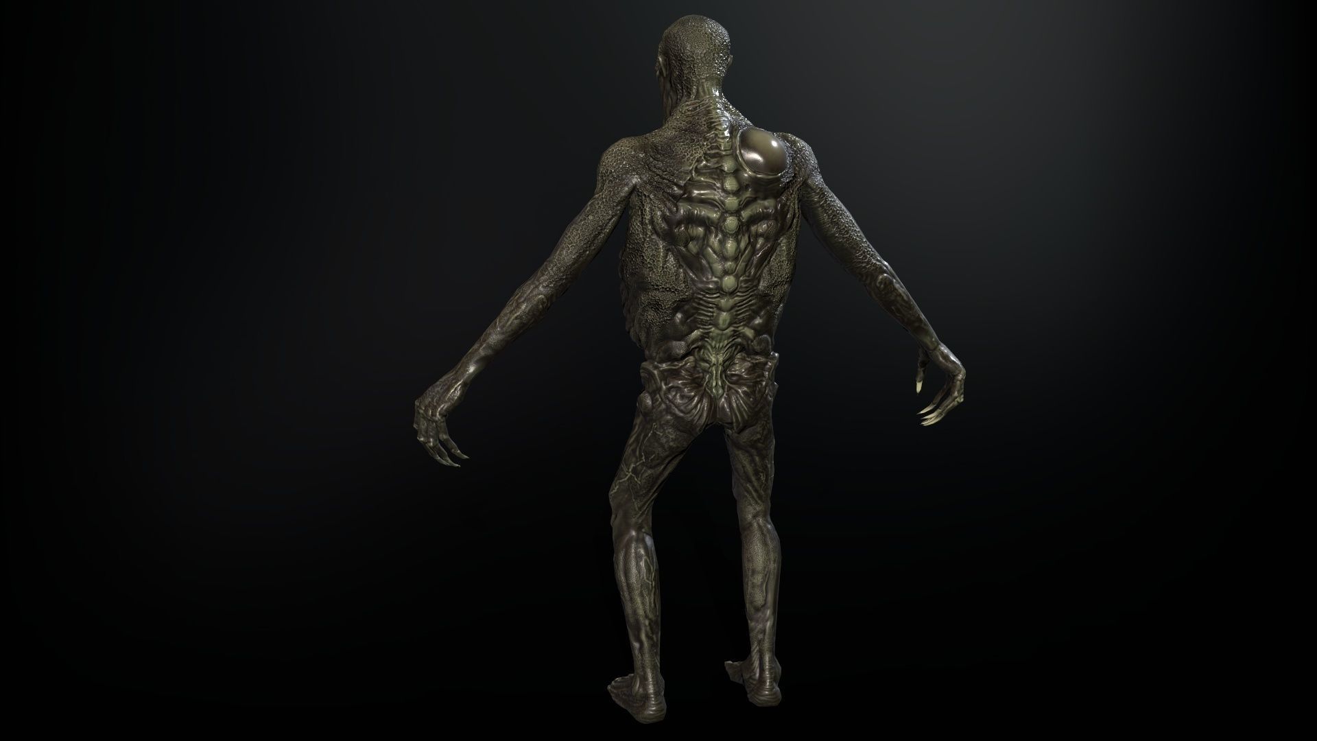 Necromutant3 zombie running Low-poly 3D model_6