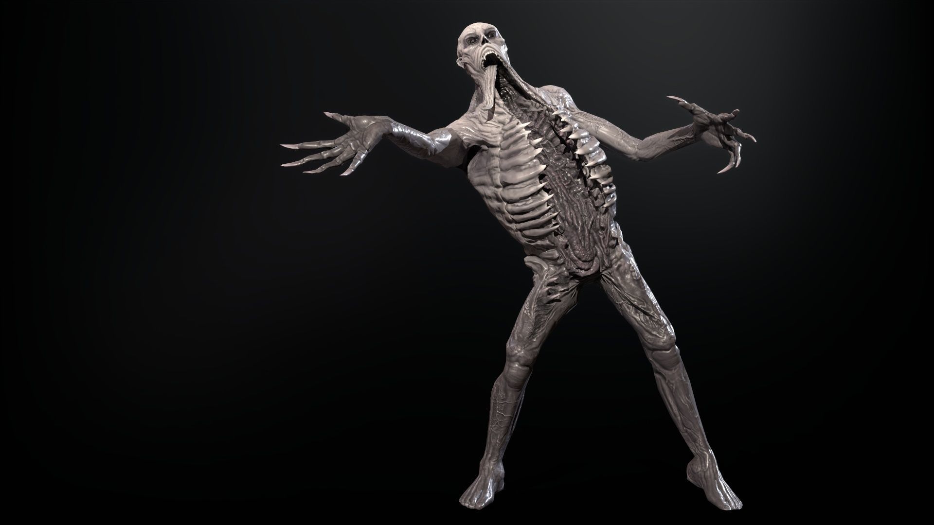 Necromutant3 zombie running Low-poly 3D model_21