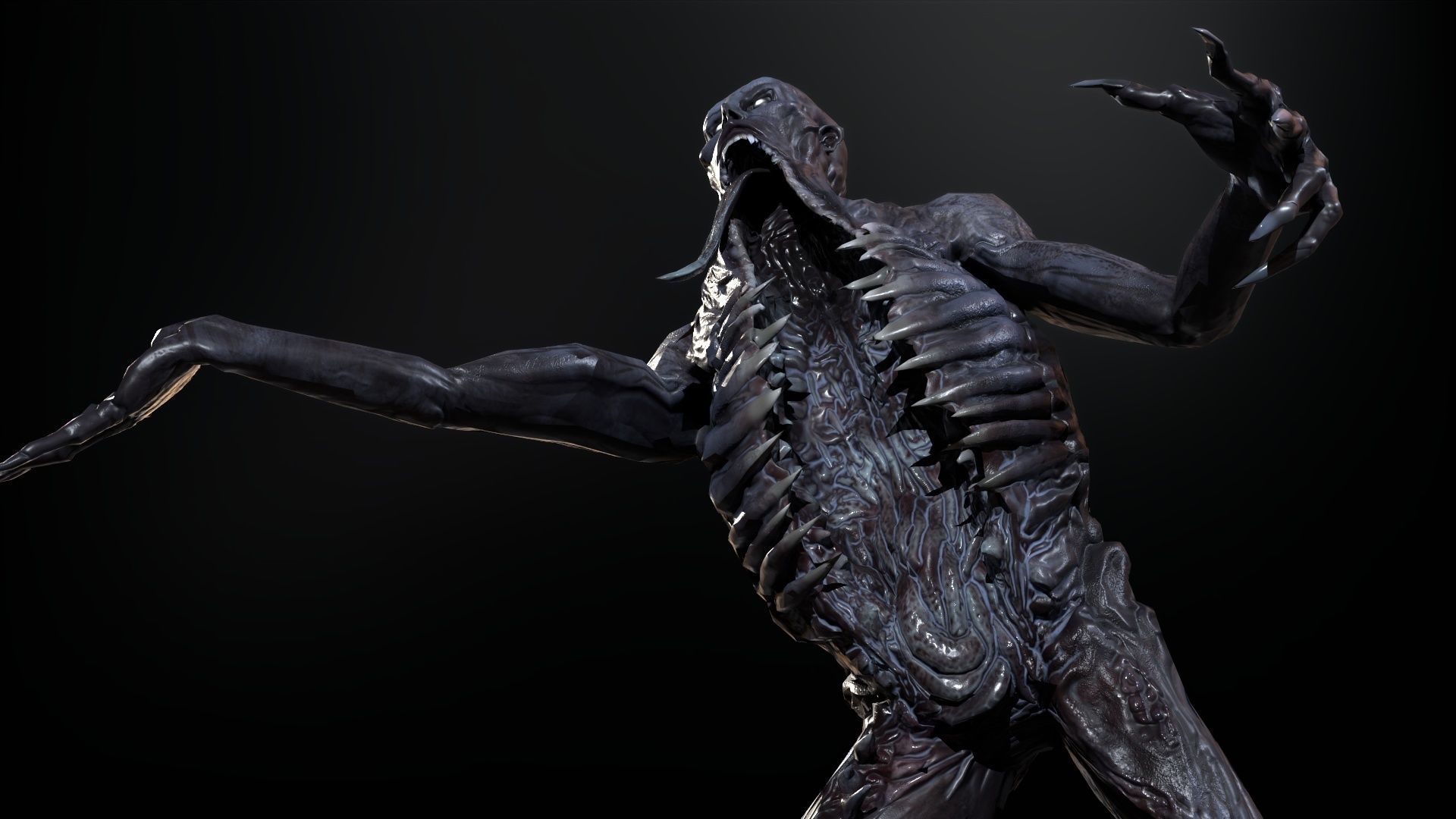 Necromutant3 zombie running Low-poly 3D model_25