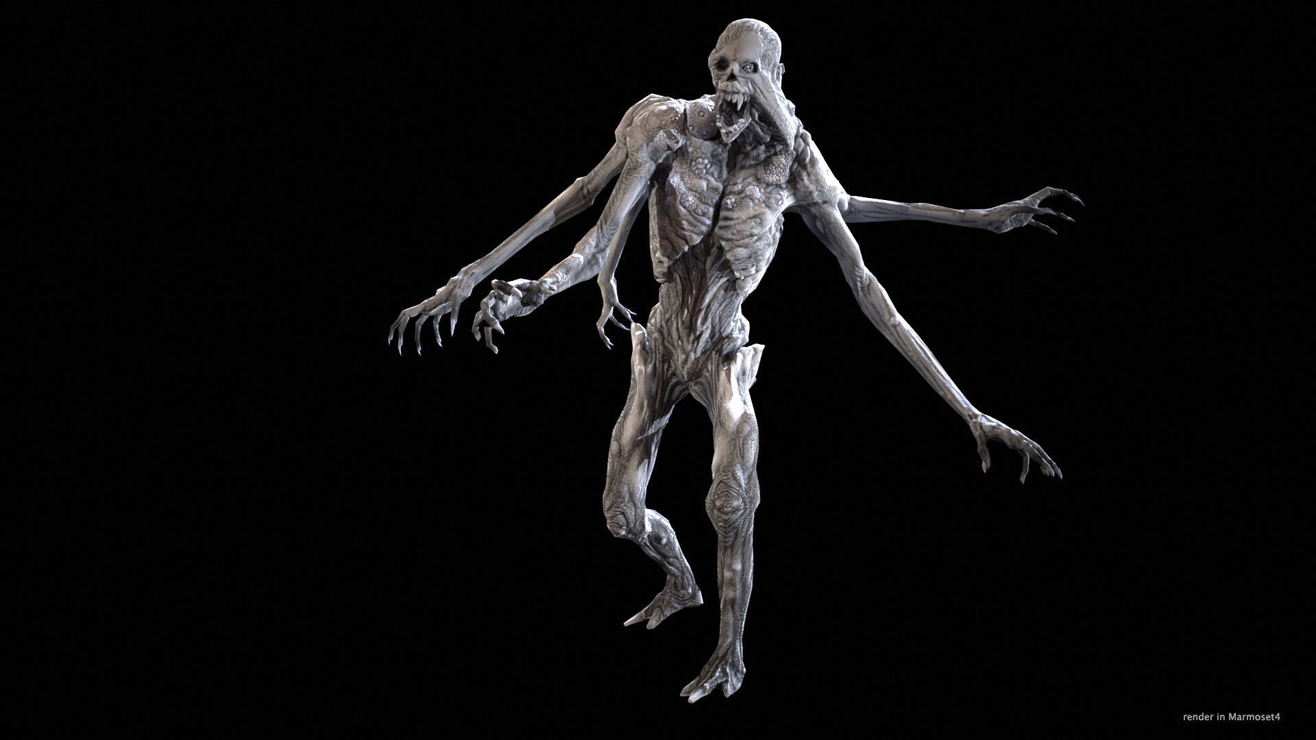 Necromutant4 humanoid creature Low-poly 3D model_3