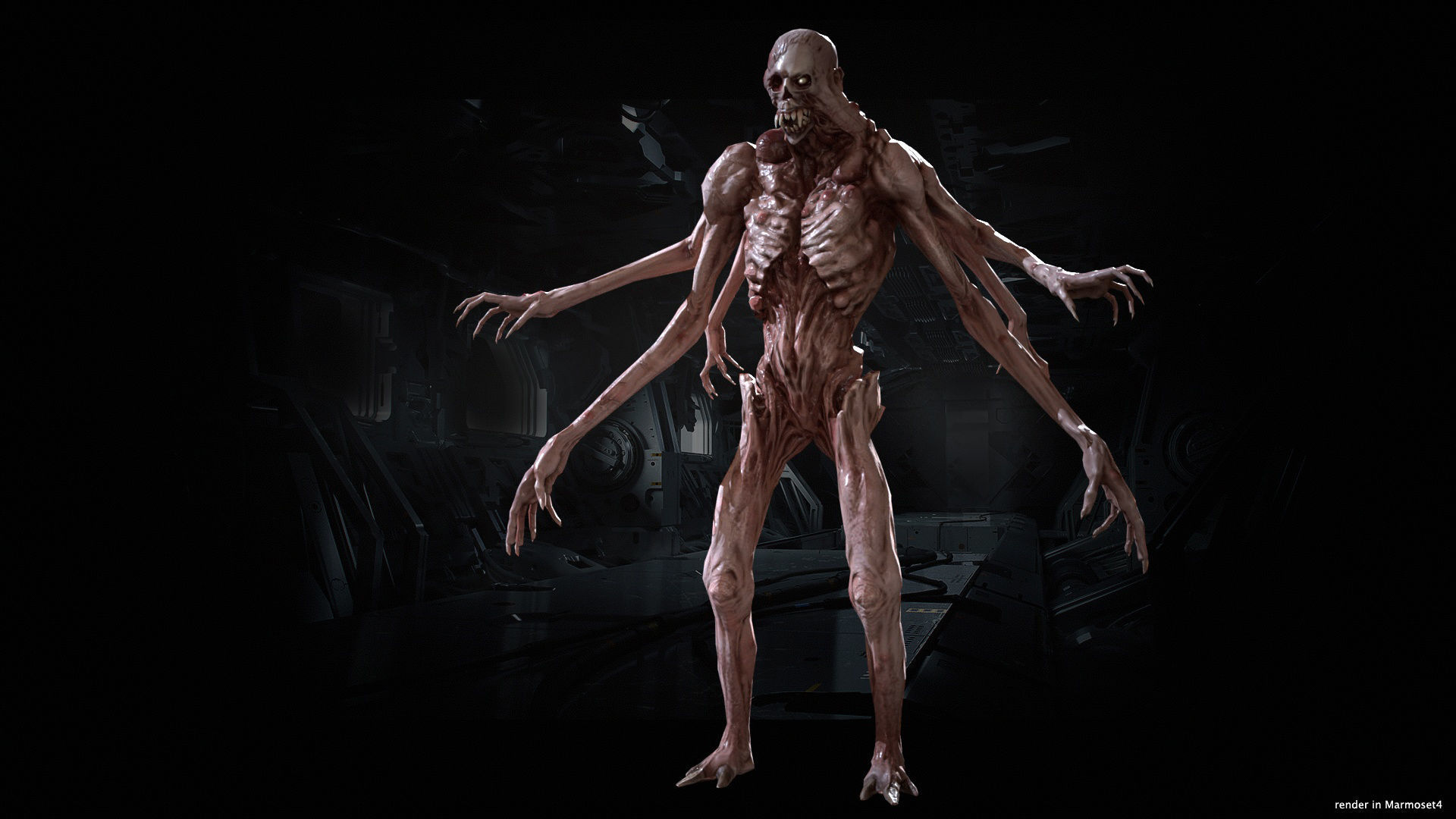 Necromutant4 humanoid creature Low-poly 3D model_23