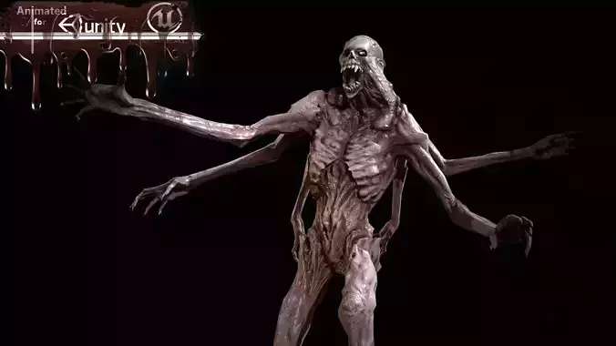 Necromutant4 humanoid creature Low-poly 3D model