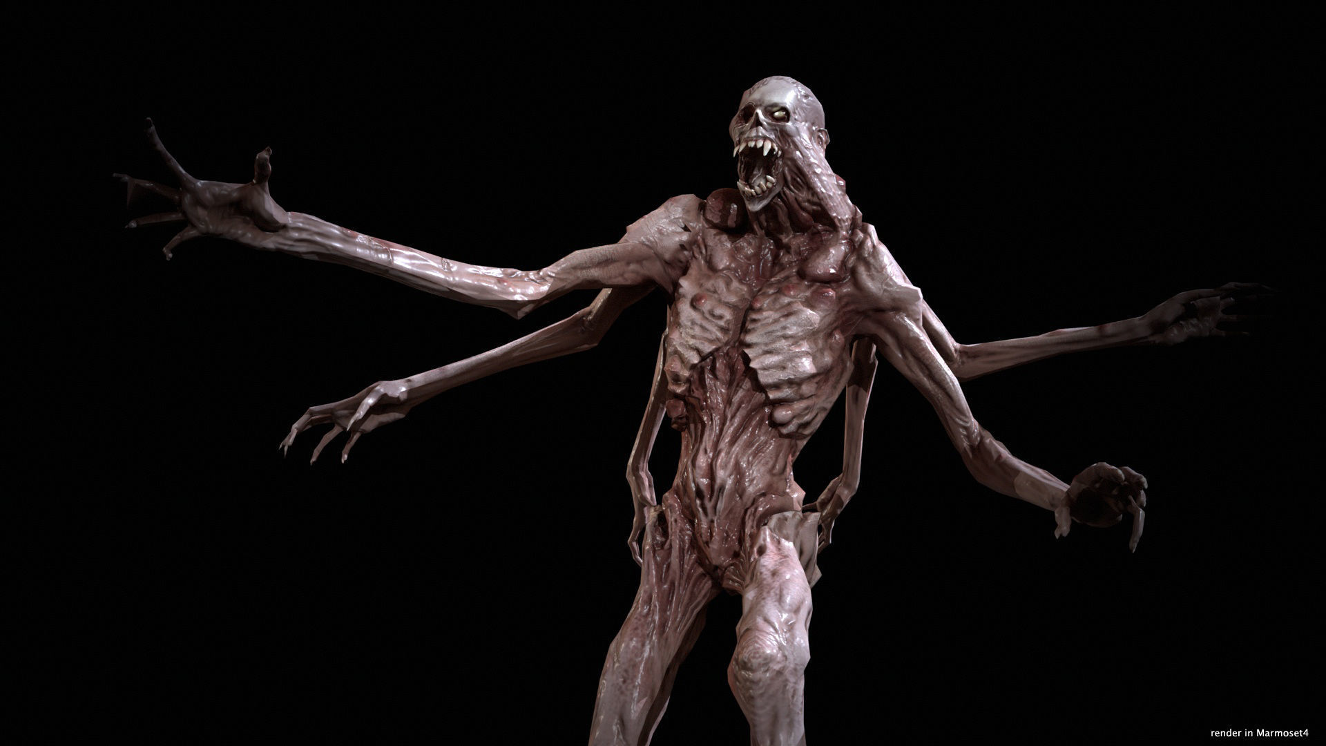 Necromutant4 humanoid creature Low-poly 3D model_2