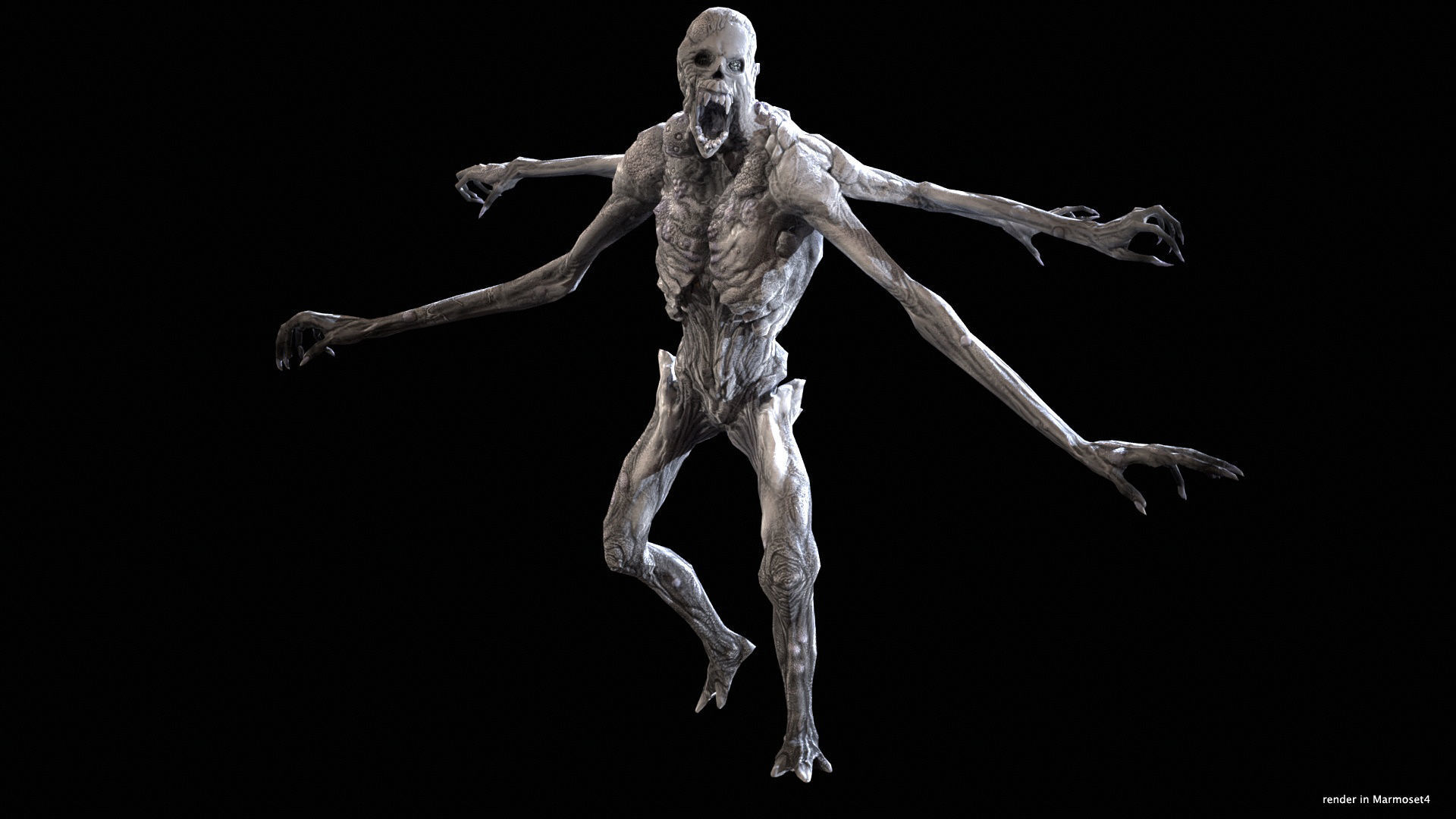 Necromutant4 humanoid creature Low-poly 3D model_5